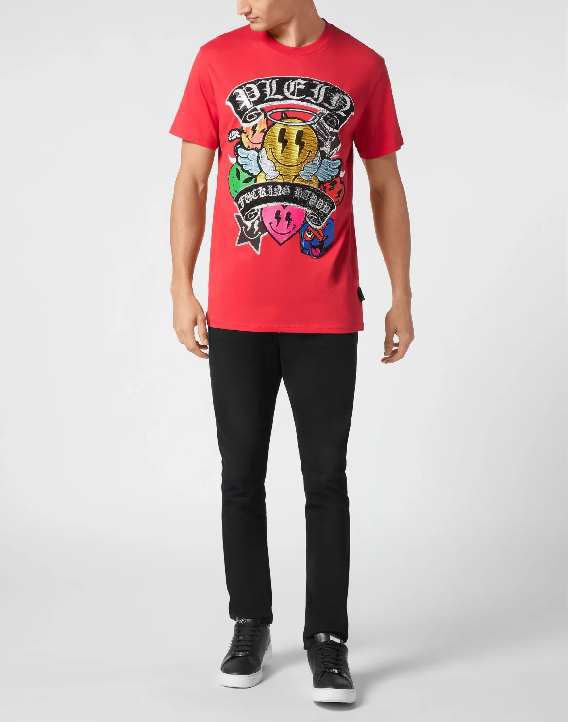 T-shirt Round Neck SS Strass Smile, цвет: Красный