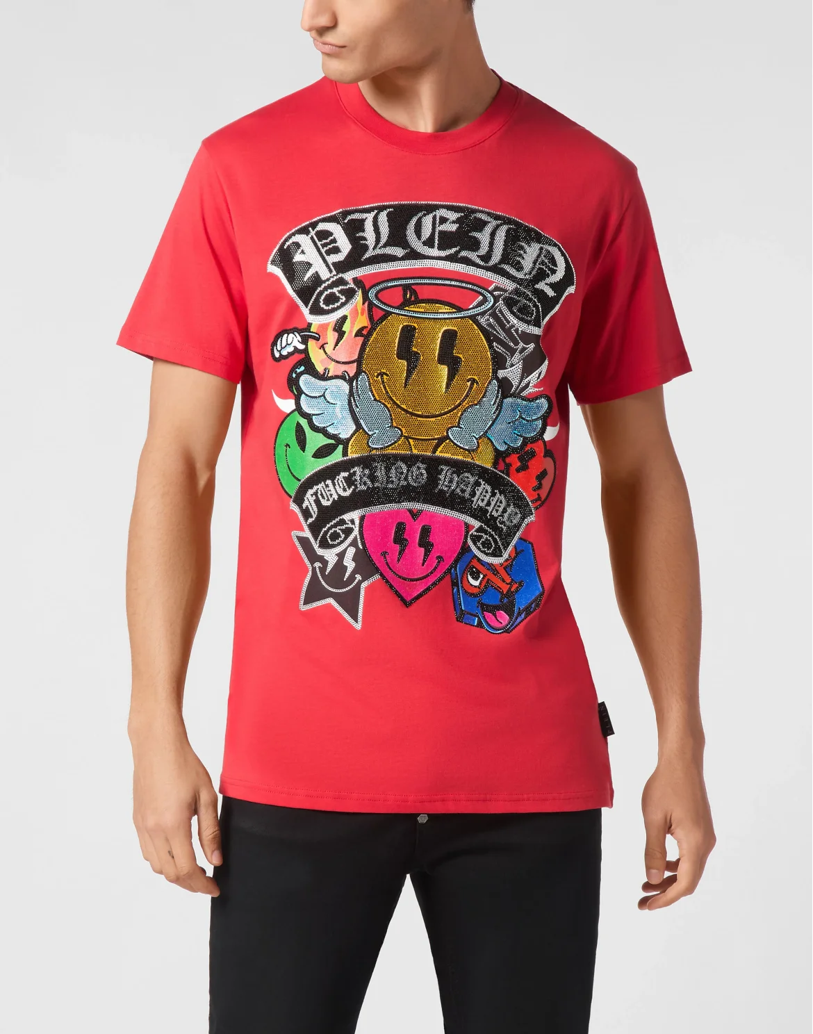 T-shirt Round Neck SS Strass Smile, цвет: Красный