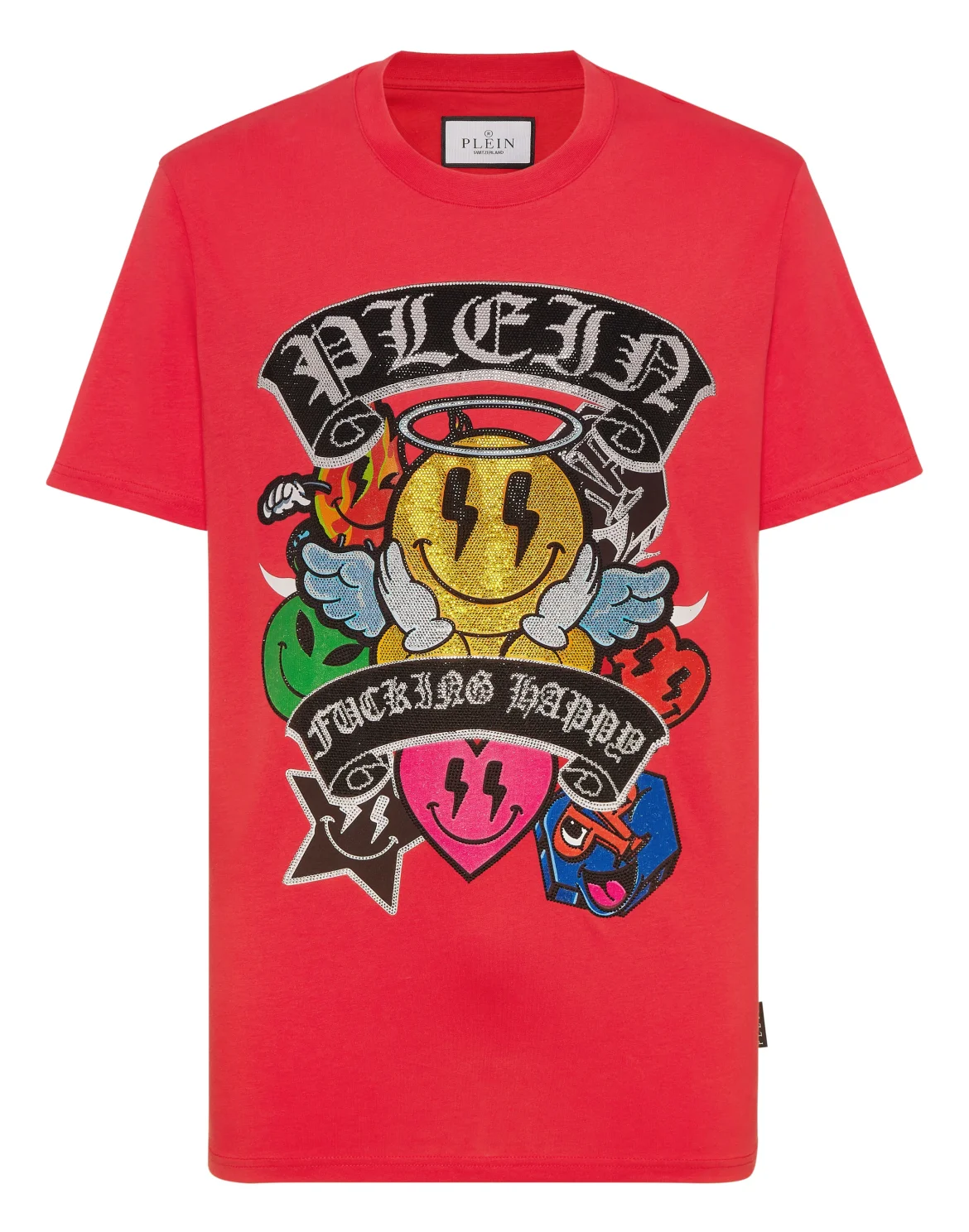 T-shirt Round Neck SS Strass Smile, цвет: Красный