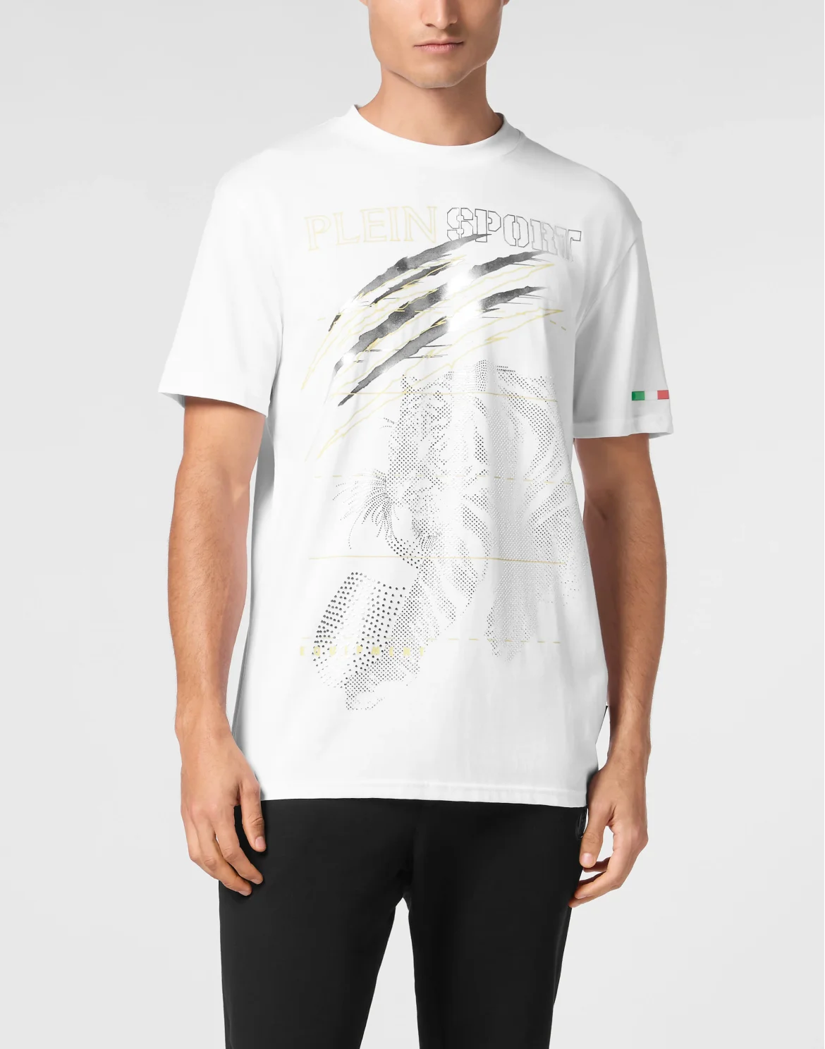 Cotton Dotted Lamina T-shirt Round Neck SS Tiger, цвет: Белый