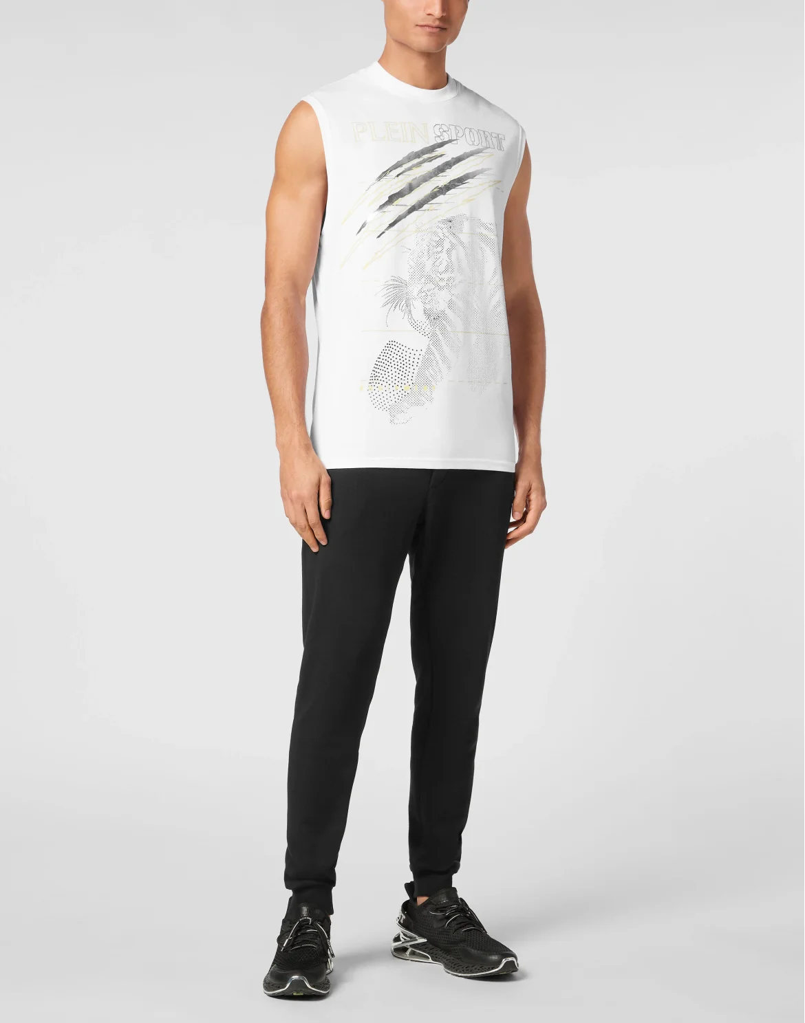 Cotton Dotted T-shirt Round Neck Sleeveless Lamina Tiger, цвет: Белый