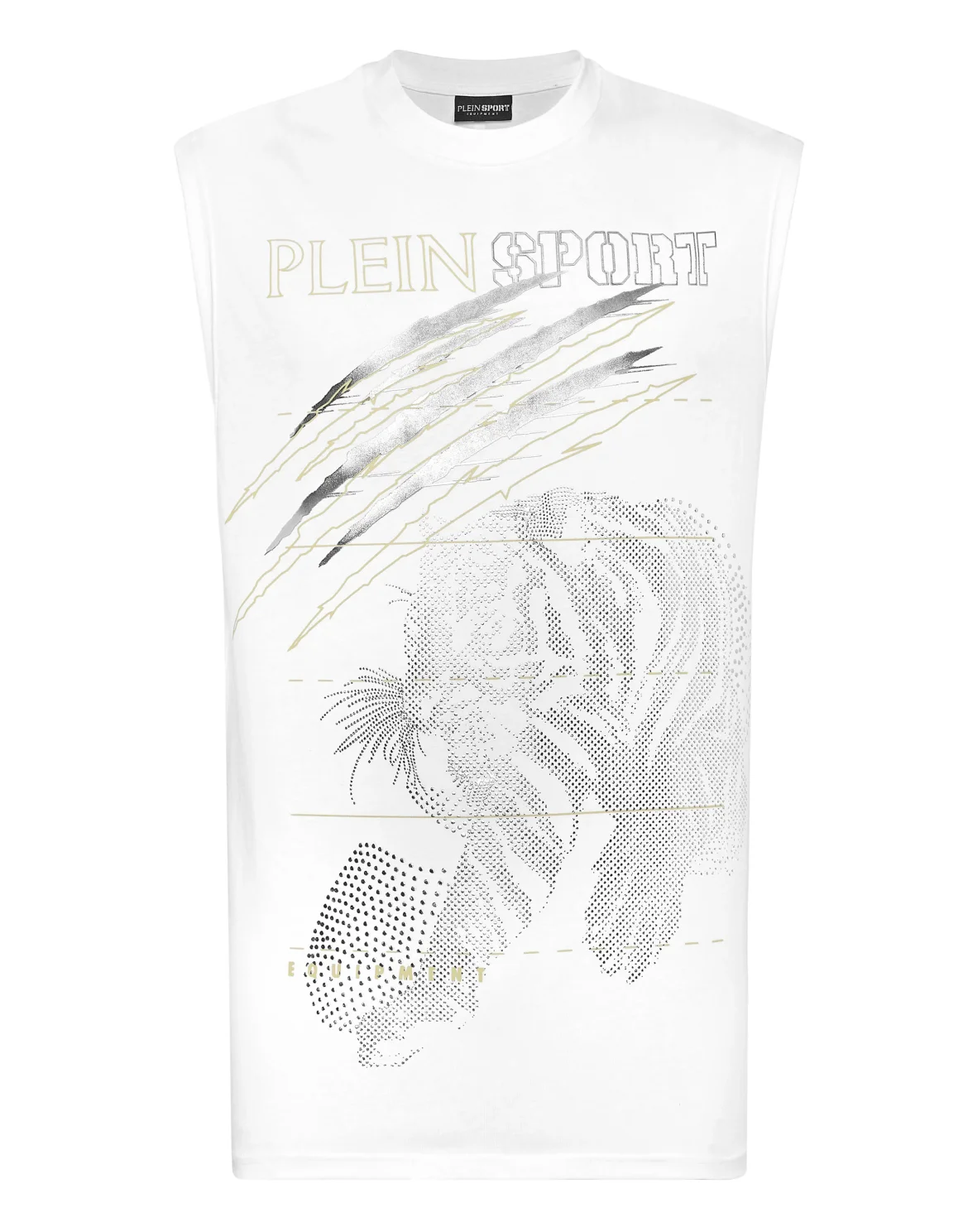 Cotton Dotted T-shirt Round Neck Sleeveless Lamina Tiger, цвет: Белый