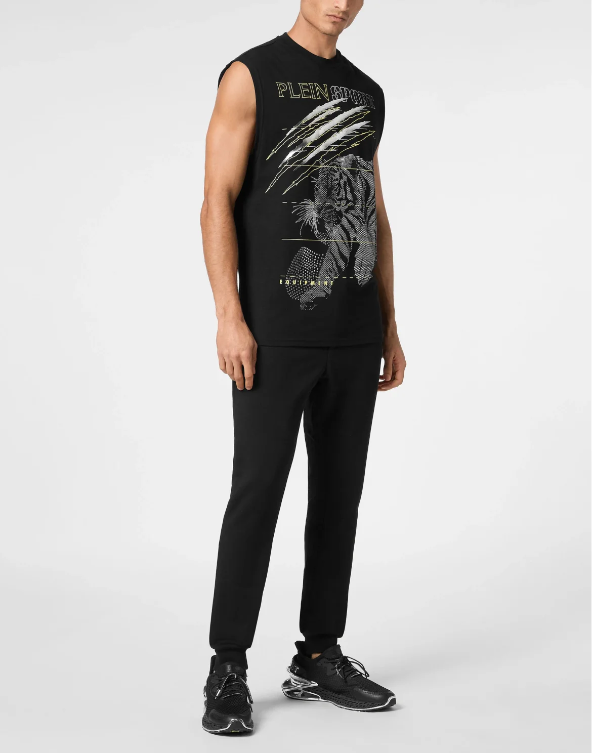 Cotton Dotted T-shirt Round Neck Sleeveless Lamina Tiger, цвет: Черный