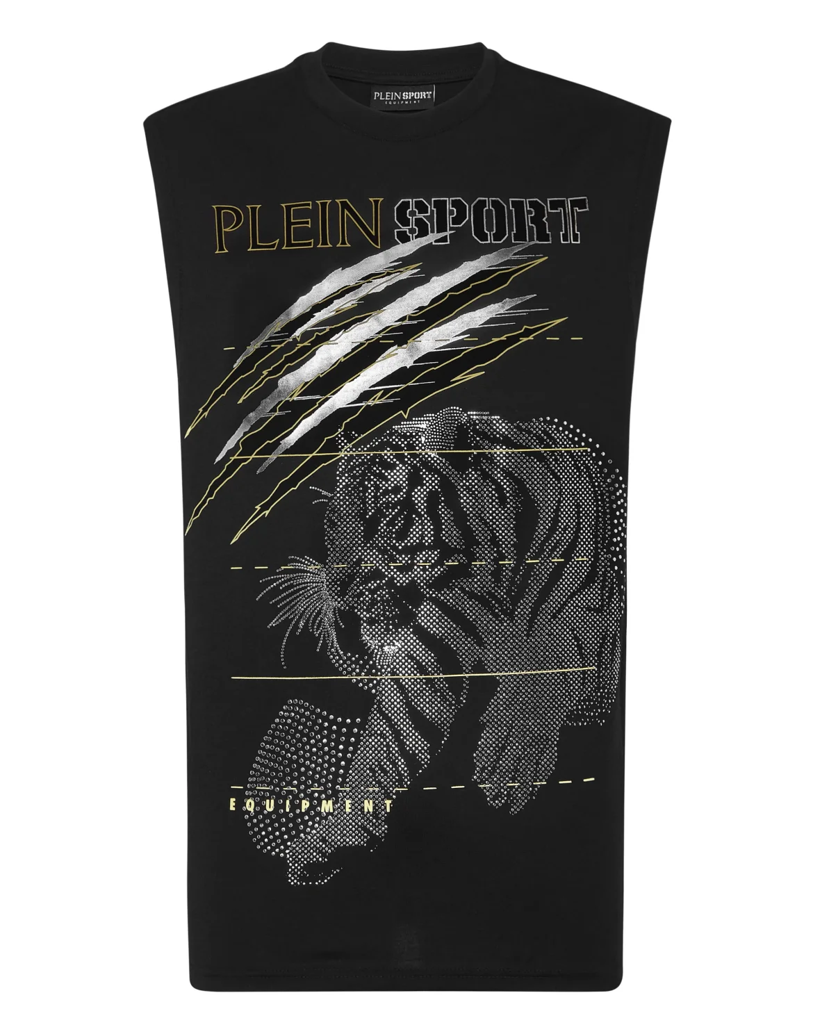 Cotton Dotted T-shirt Round Neck Sleeveless Lamina Tiger, цвет: Черный