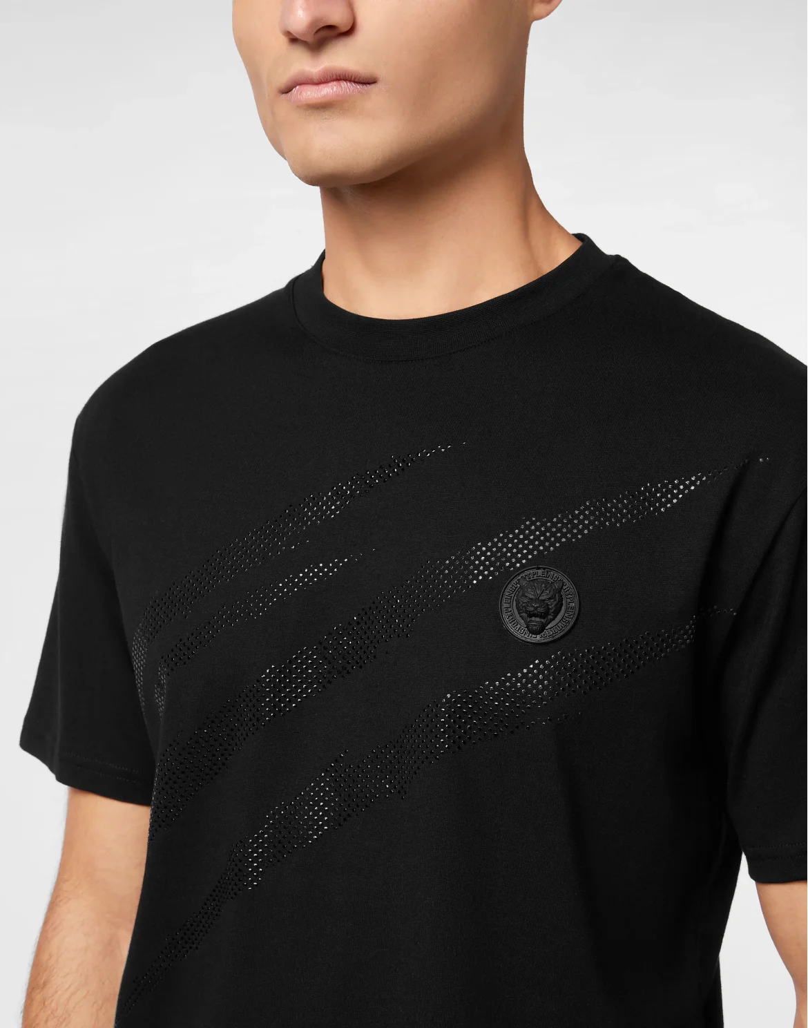 Cotton T-shirt Round Neck SS Lamina Scratch, цвет: Черный