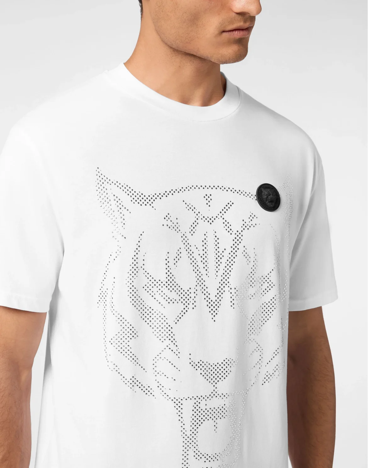 Cotton T-shirt Round Neck SS  Lamina Tiger, цвет: Белый
