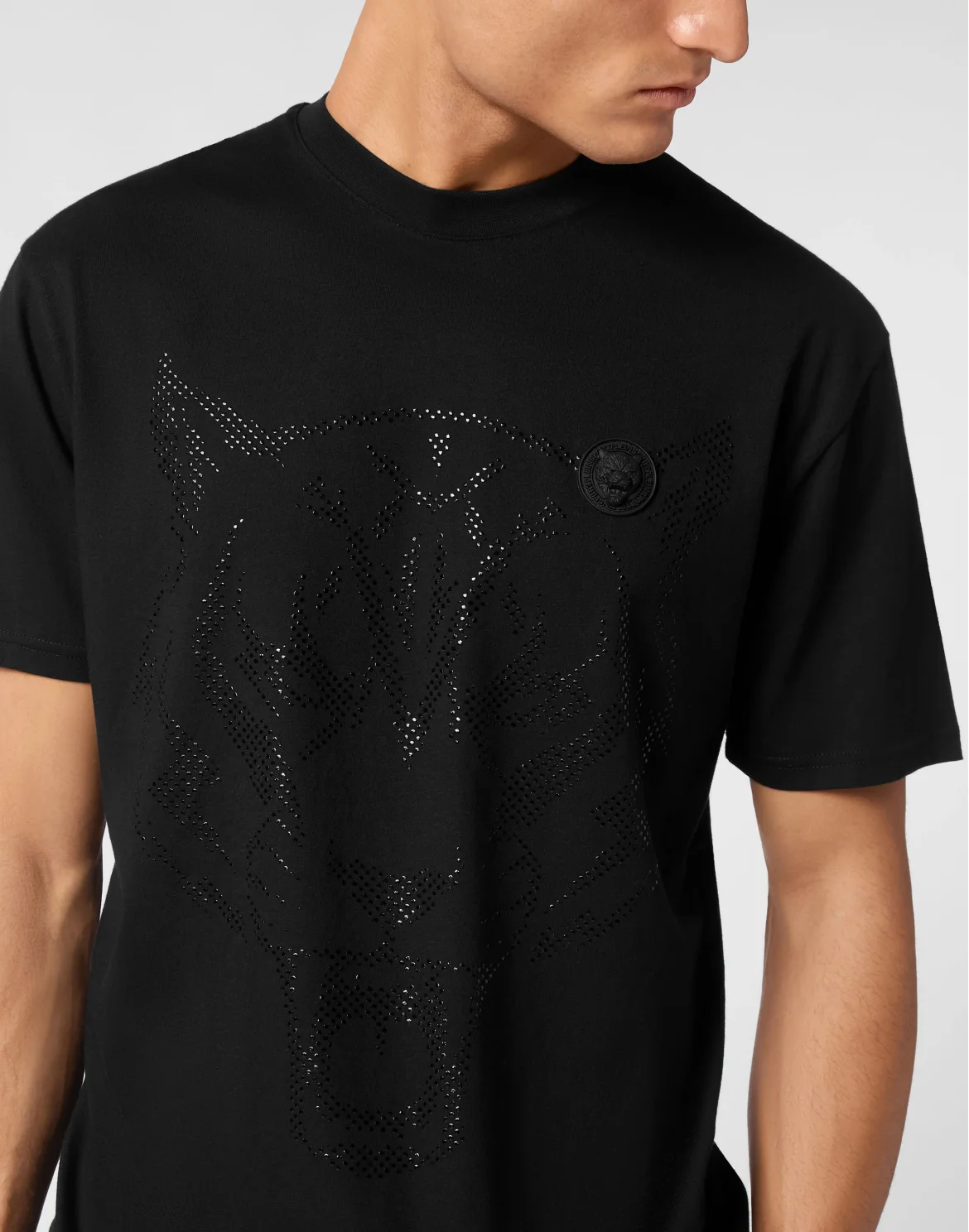 Cotton T-shirt Round Neck SS  Lamina Tiger, цвет: Черный
