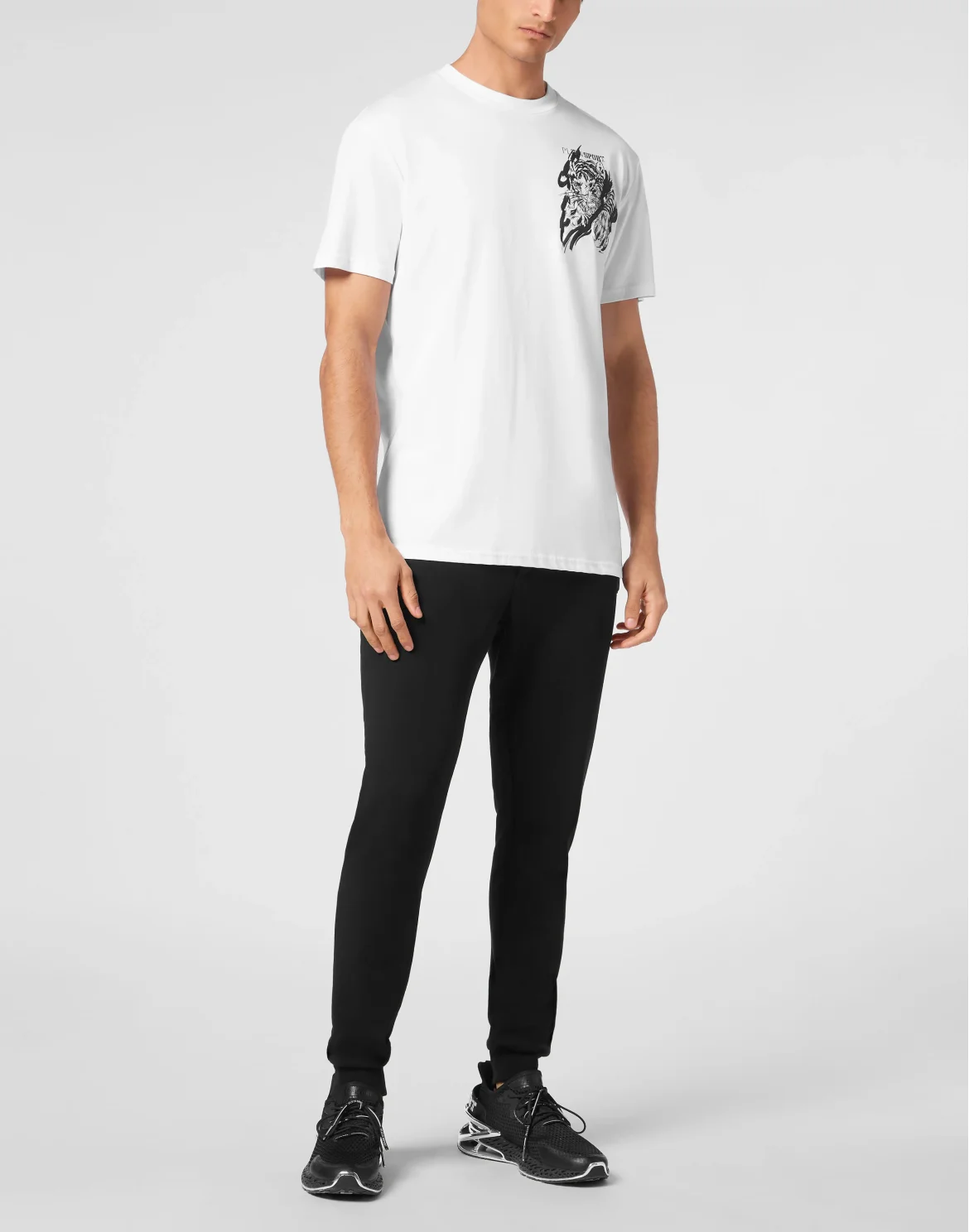 Plein Sport Cotton T-shirt Round Neck SS Tiger, цвет: Белый