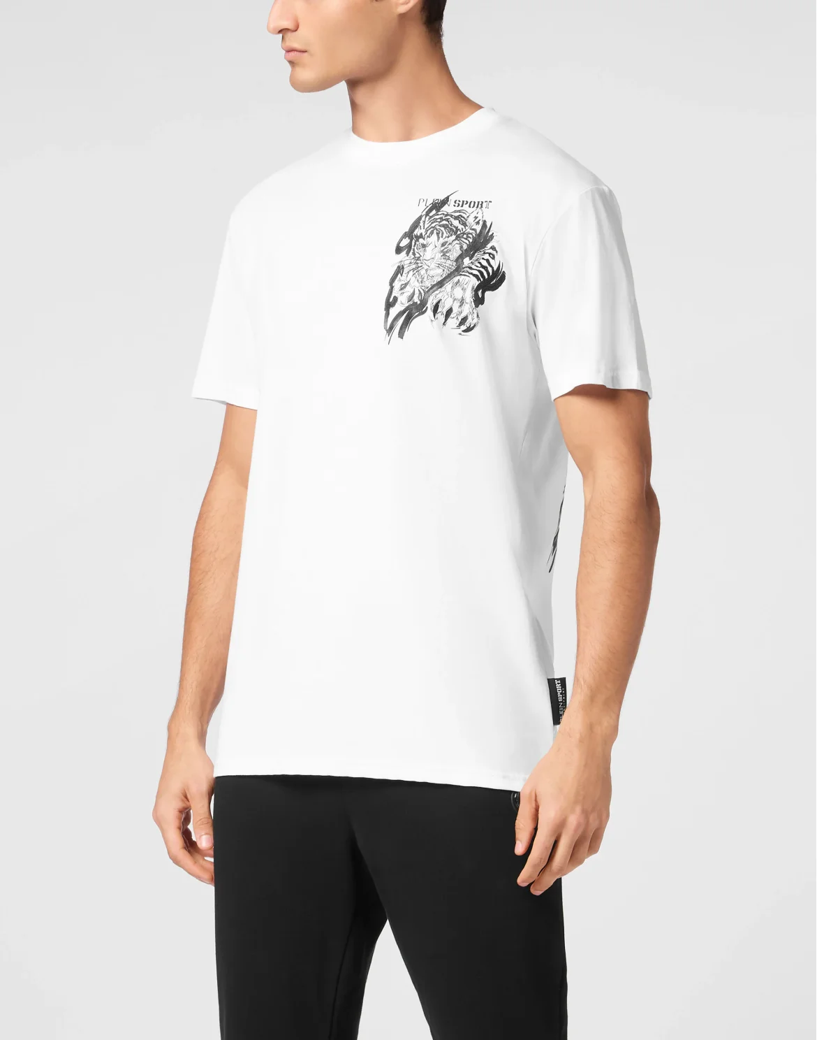 Plein Sport Cotton T-shirt Round Neck SS Tiger, цвет: Белый