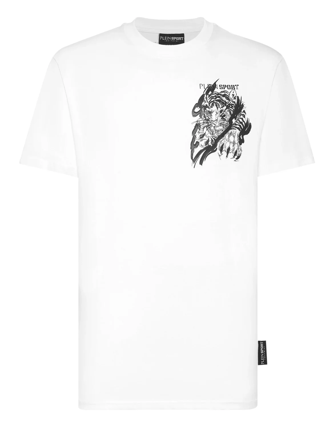 Plein Sport Cotton T-shirt Round Neck SS Tiger, цвет: Белый