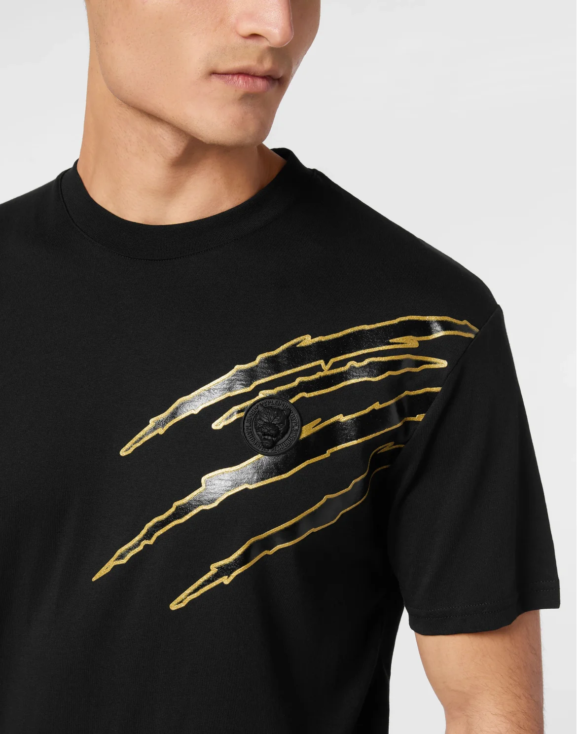 Cotton T-shirt Round Neck SS Lamina Scratch, цвет: Черный