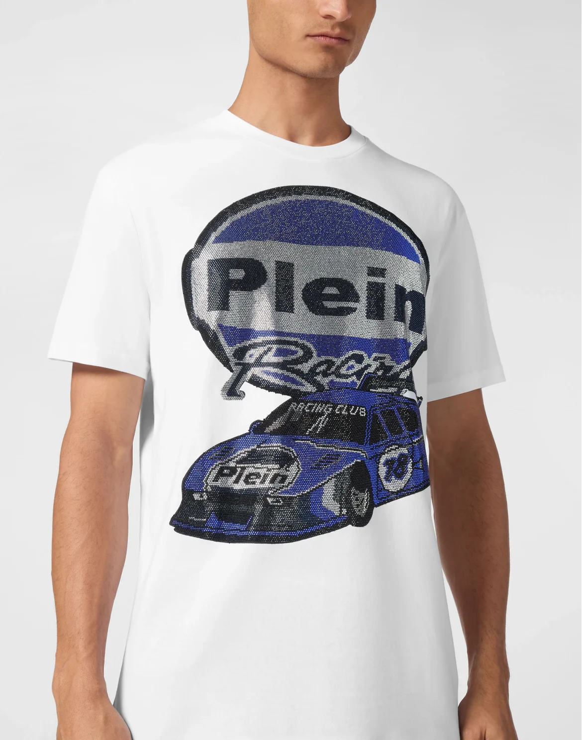 Jersey T-shirt Round Neck SS Strass Cars Racing, цвет: Белый