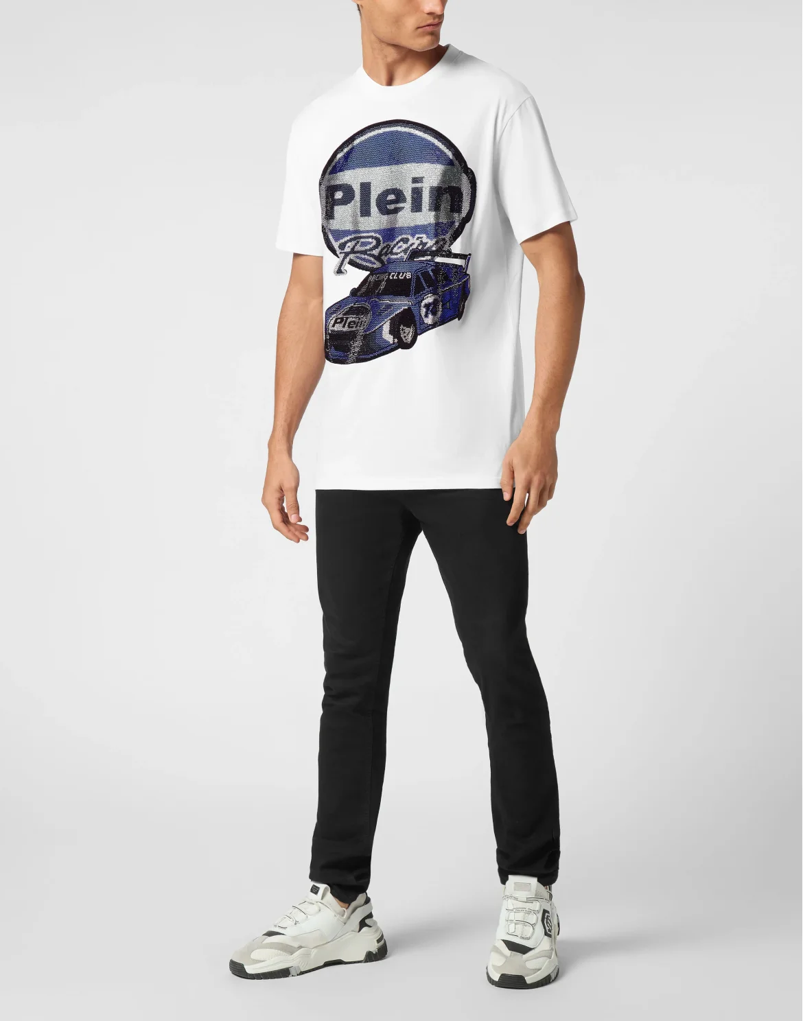 Jersey T-shirt Round Neck SS Strass Cars Racing, цвет: Белый