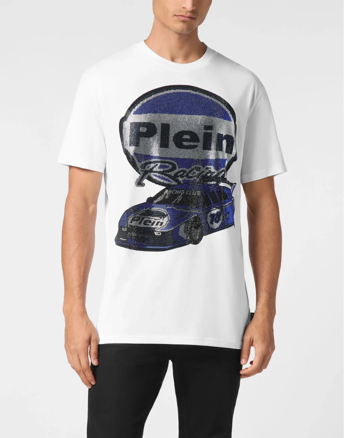 Jersey T-shirt Round Neck SS Strass Cars Racing, цвет: Белый