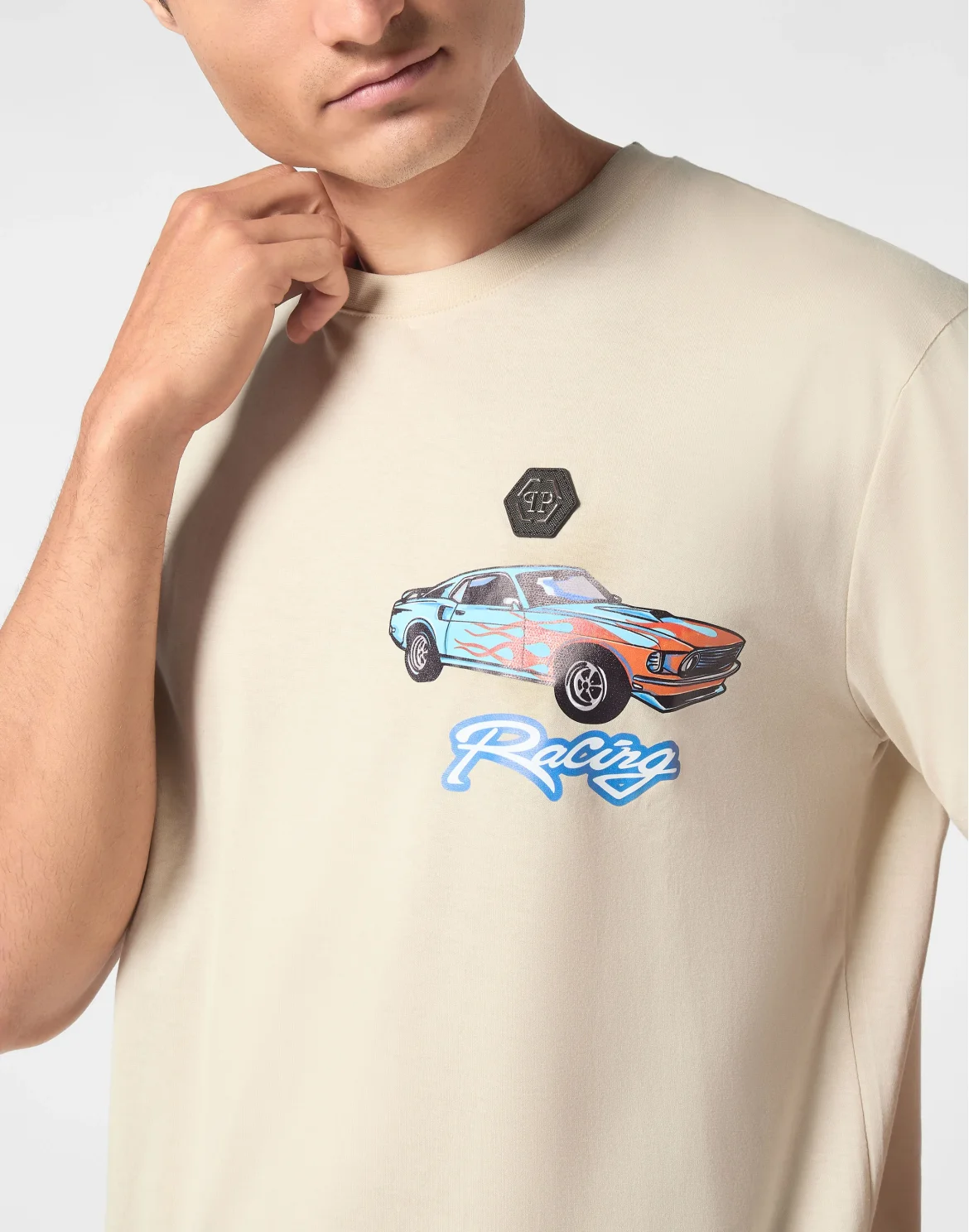 Jersey T-shirt Round Neck SS Cars Racing, цвет: Бежевый