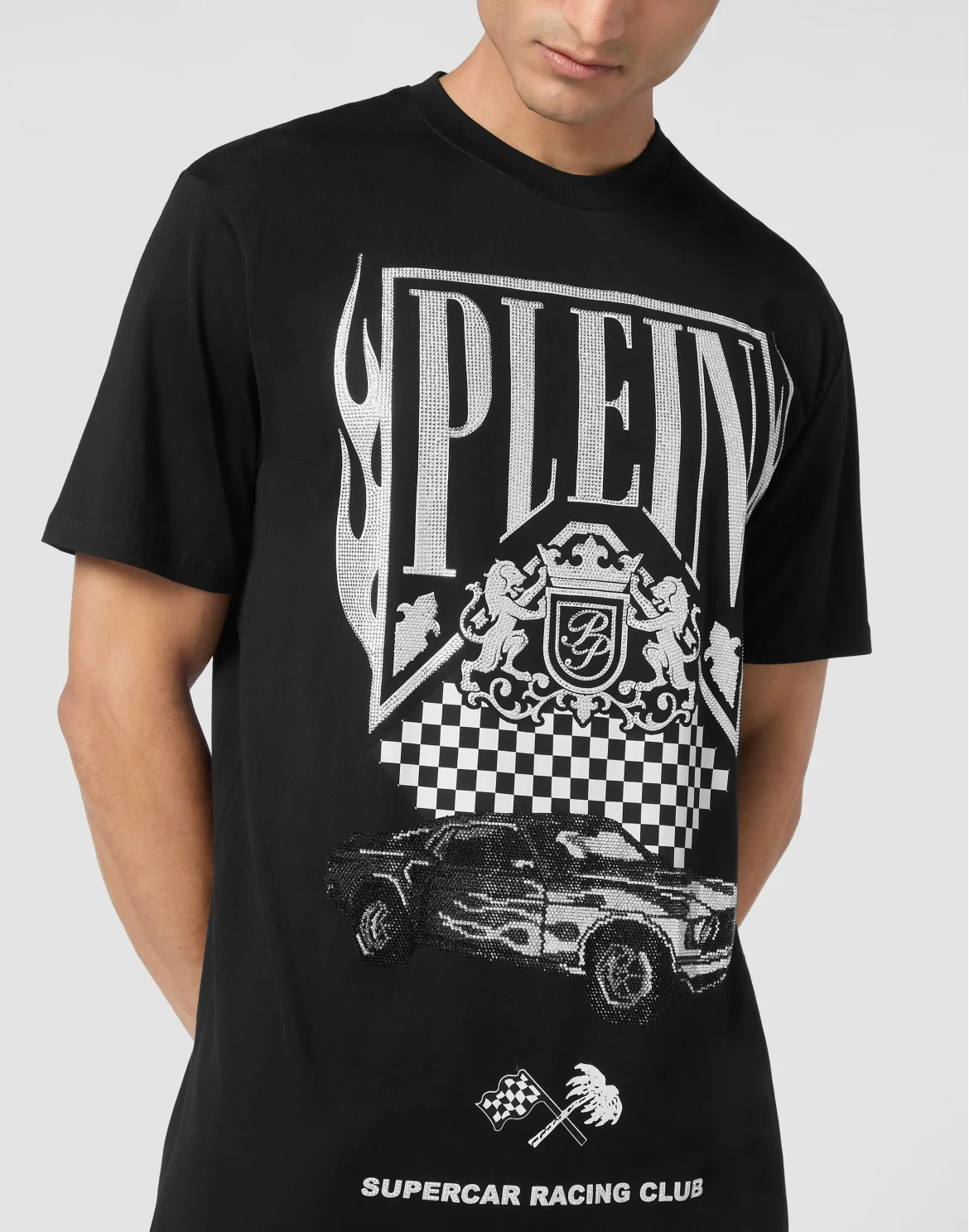 Jersey T-shirt Round Neck SS Strass Flame Racing, цвет: Черный