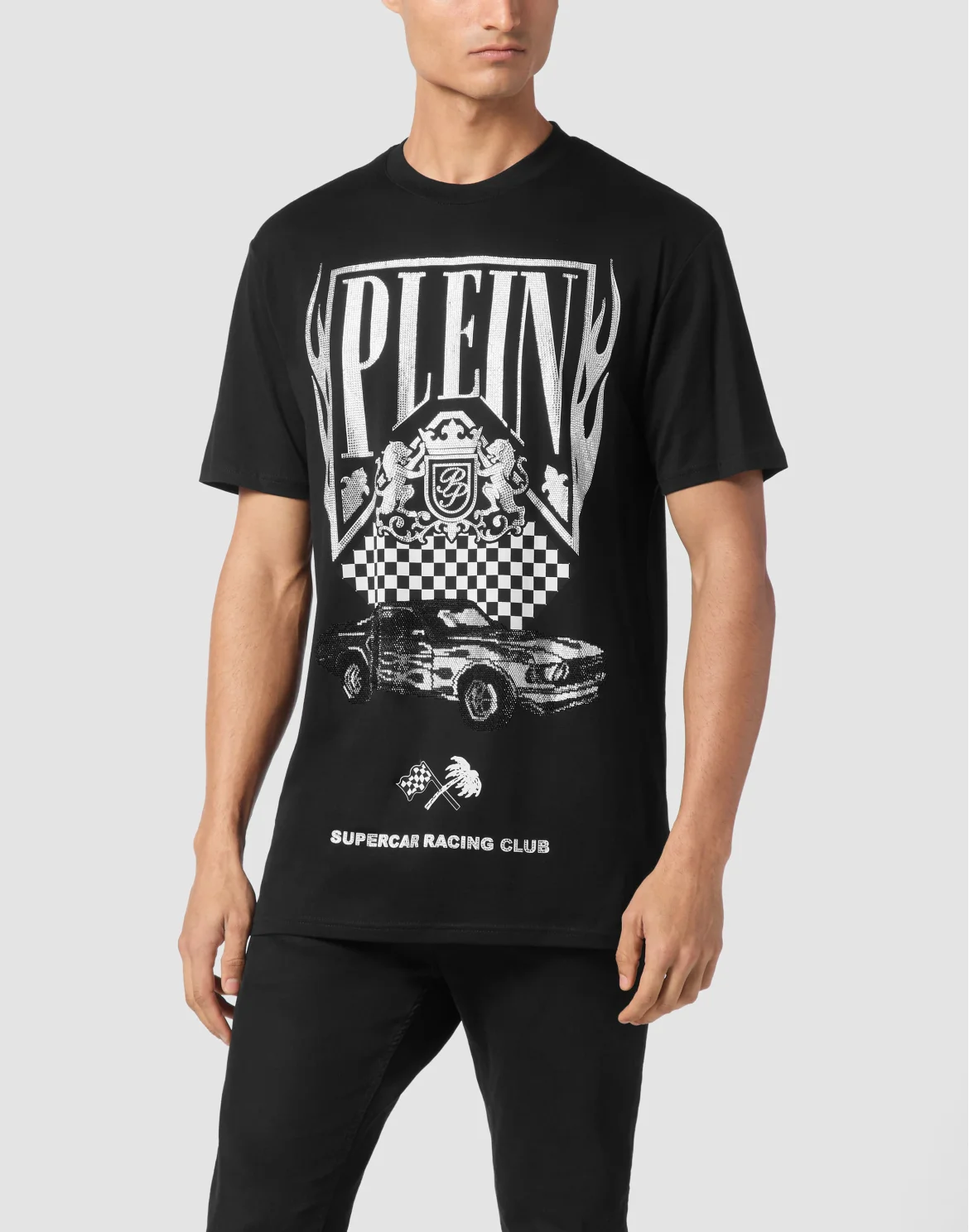 Jersey T-shirt Round Neck SS Strass Flame Racing, цвет: Черный