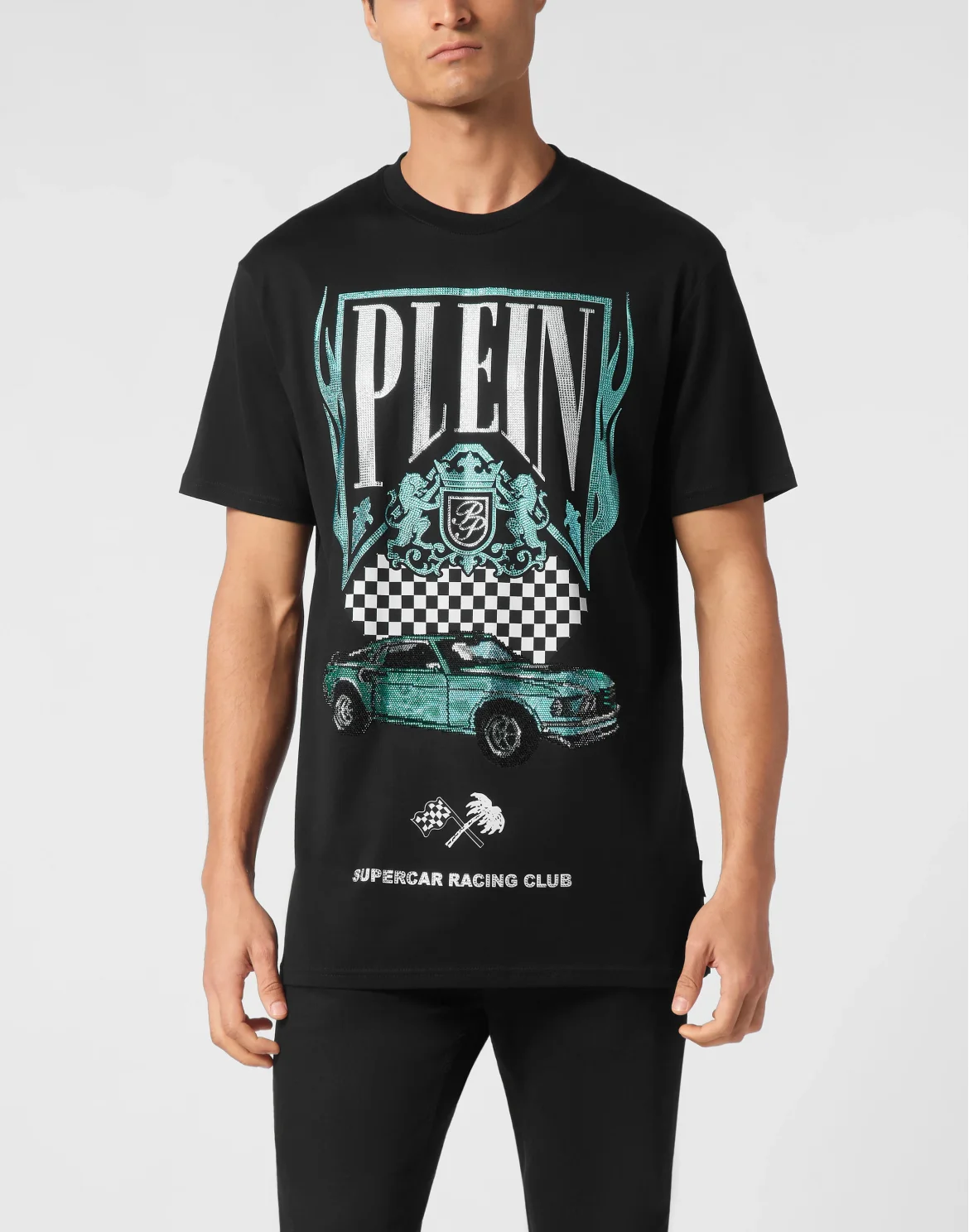 Jersey T-shirt Round Neck SS Strass Flame Racing, цвет: Черный