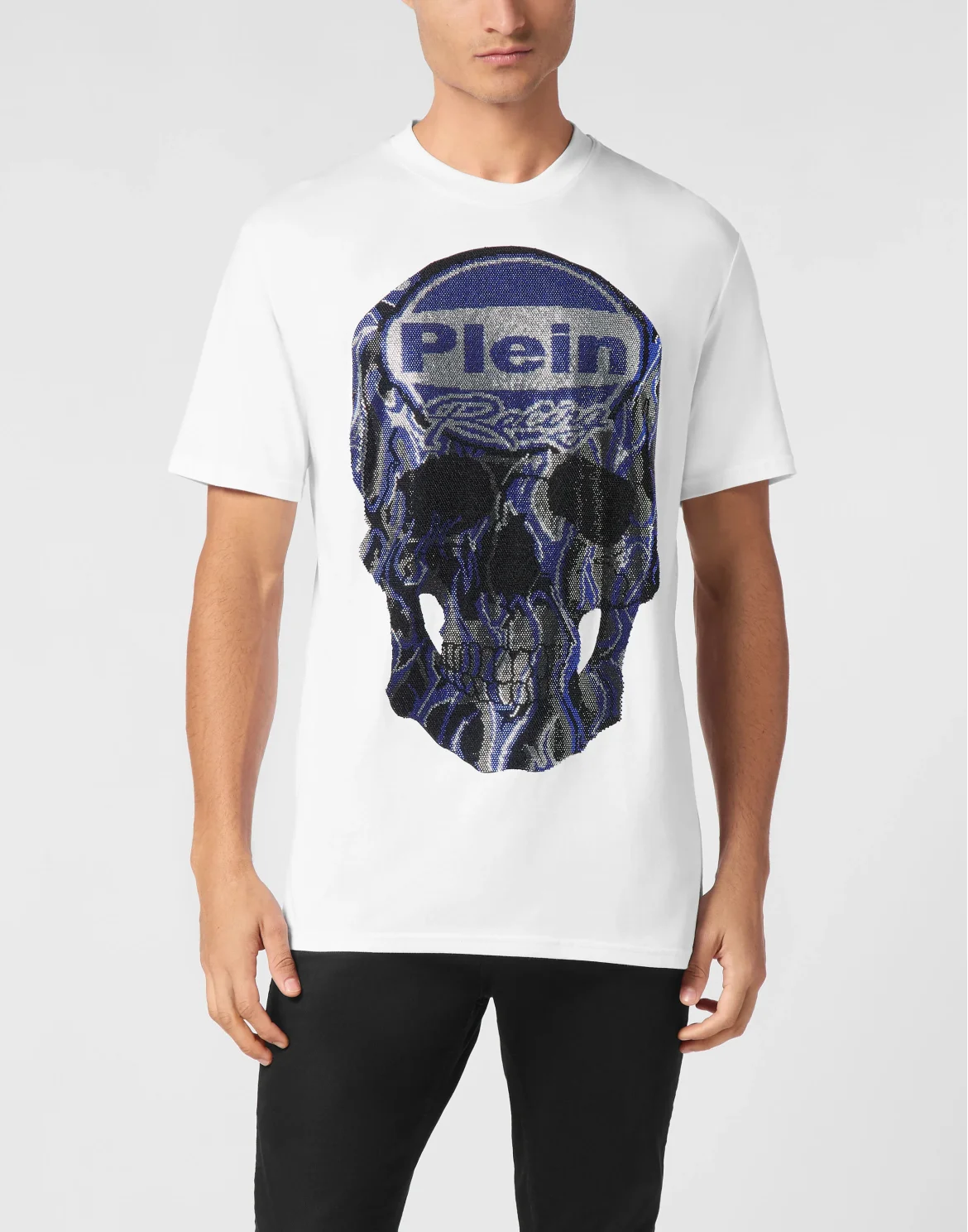 Jersey T-shirt Round Neck SS Strass Skull, цвет: Белый