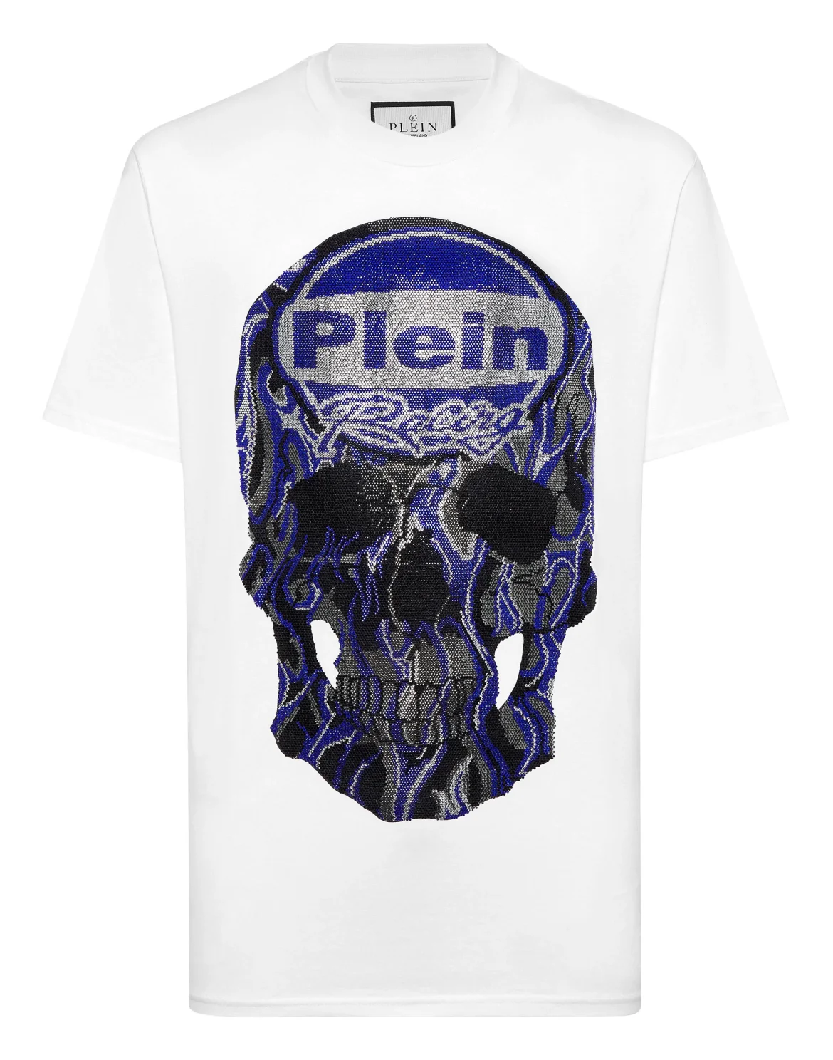 Jersey T-shirt Round Neck SS Strass Skull, цвет: Белый