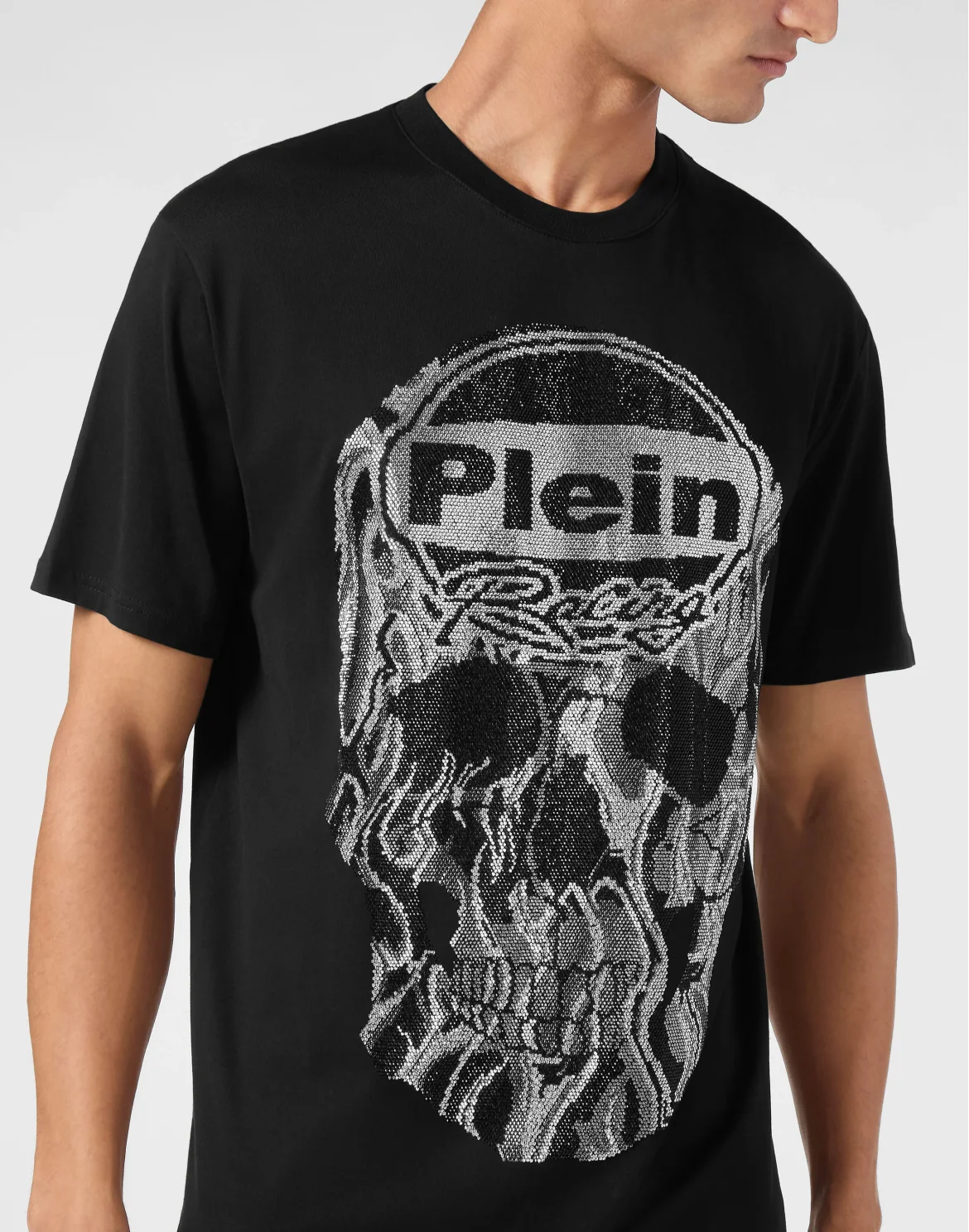 Jersey T-shirt Round Neck SS Strass Skull, цвет: Черный