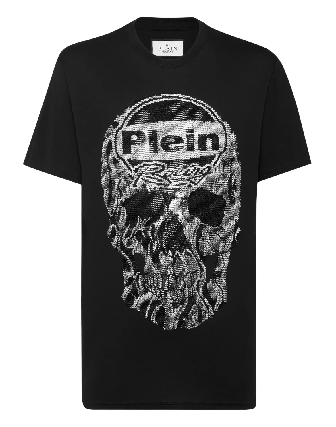 Jersey T-shirt Round Neck SS Strass Skull, цвет: Черный