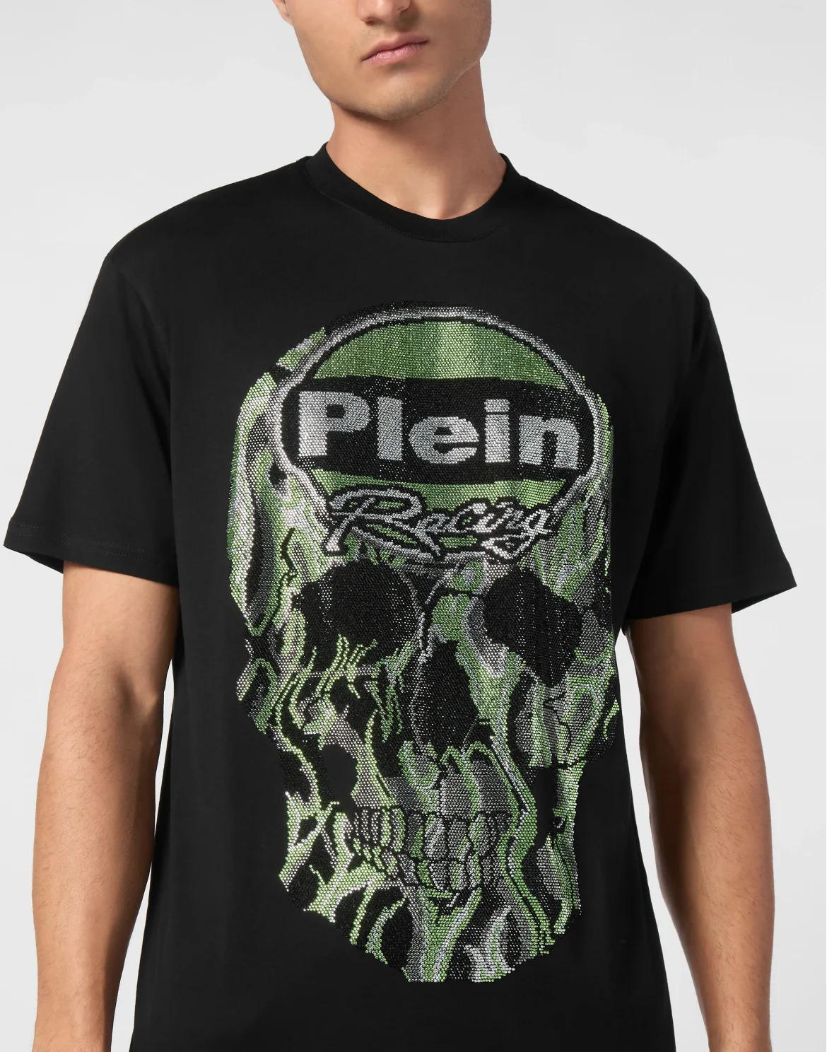 Jersey T-shirt Round Neck SS Strass Skull, цвет: Черный