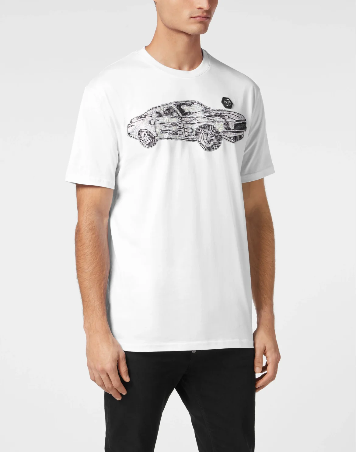 Jersey T-shirt Round Neck SS Strass Cars Racing, цвет: Белый