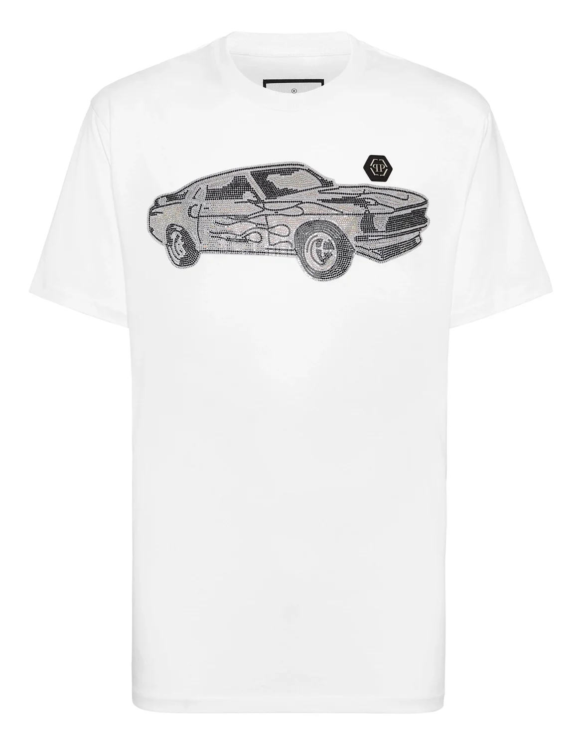 Jersey T-shirt Round Neck SS Strass Cars Racing, цвет: Белый