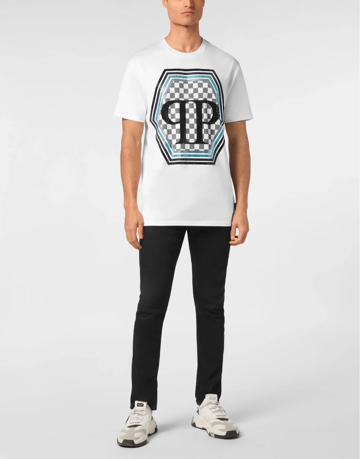 Jersey T-shirt Round Neck SS Strass Hexagon, цвет: Белый
