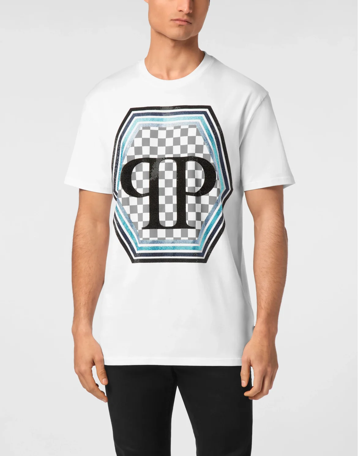 Jersey T-shirt Round Neck SS Strass Hexagon, цвет: Белый