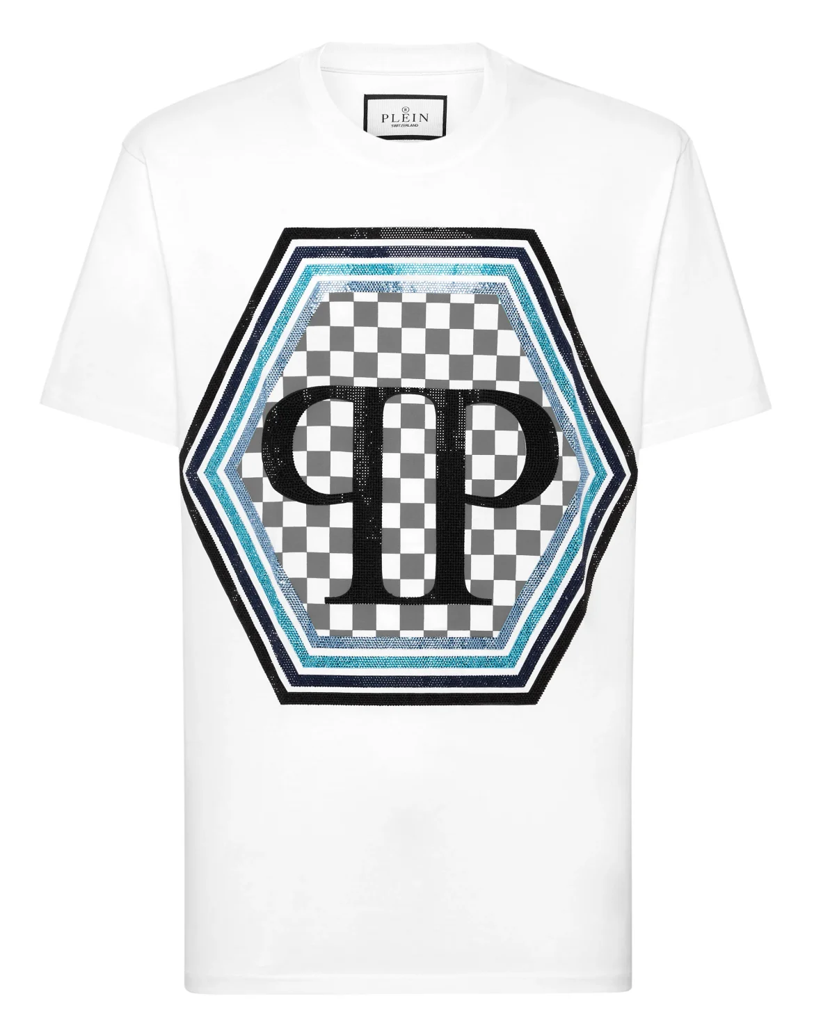 Jersey T-shirt Round Neck SS Strass Hexagon, цвет: Белый