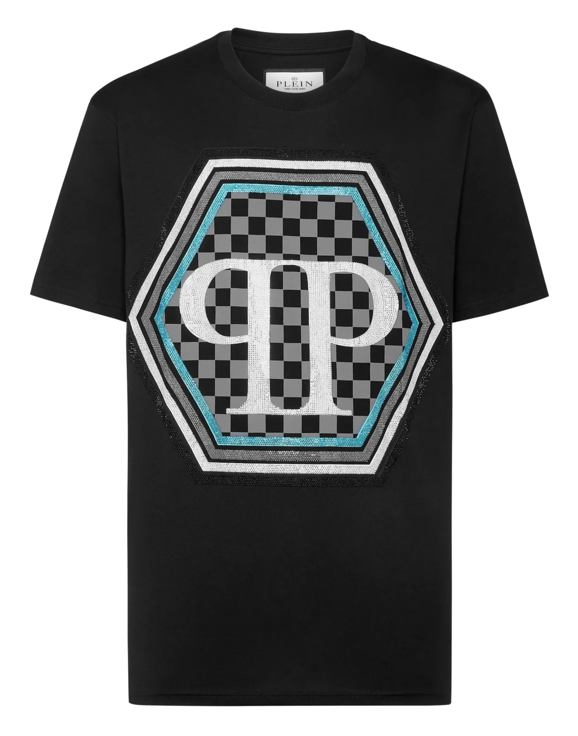 Jersey T-shirt Round Neck SS Strass Hexagon, цвет: Черный