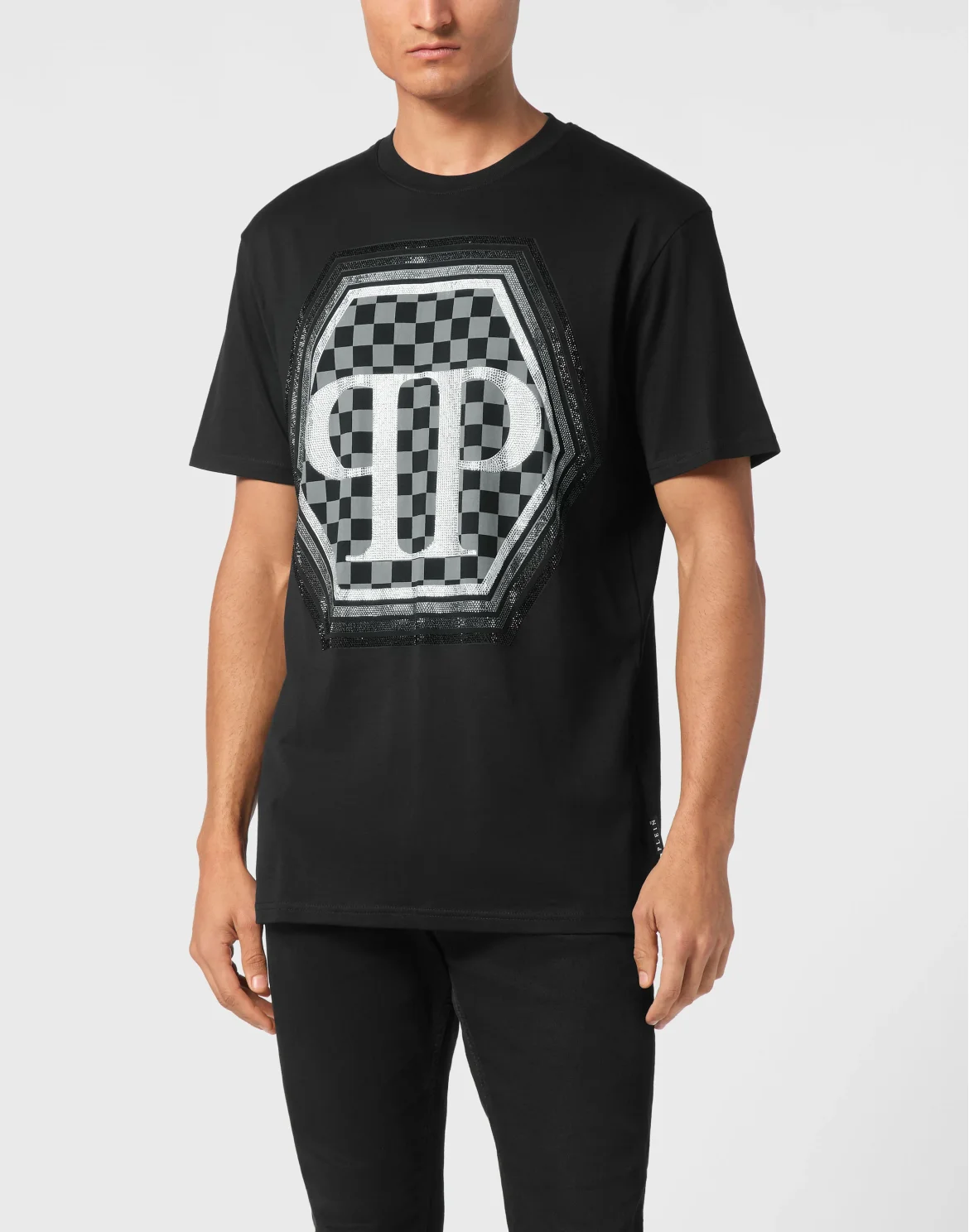 Jersey T-shirt Round Neck SS Strass Hexagon, цвет: Черный