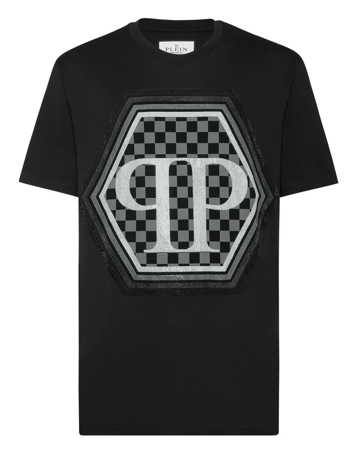 Jersey T-shirt Round Neck SS Strass Hexagon, цвет: Черный