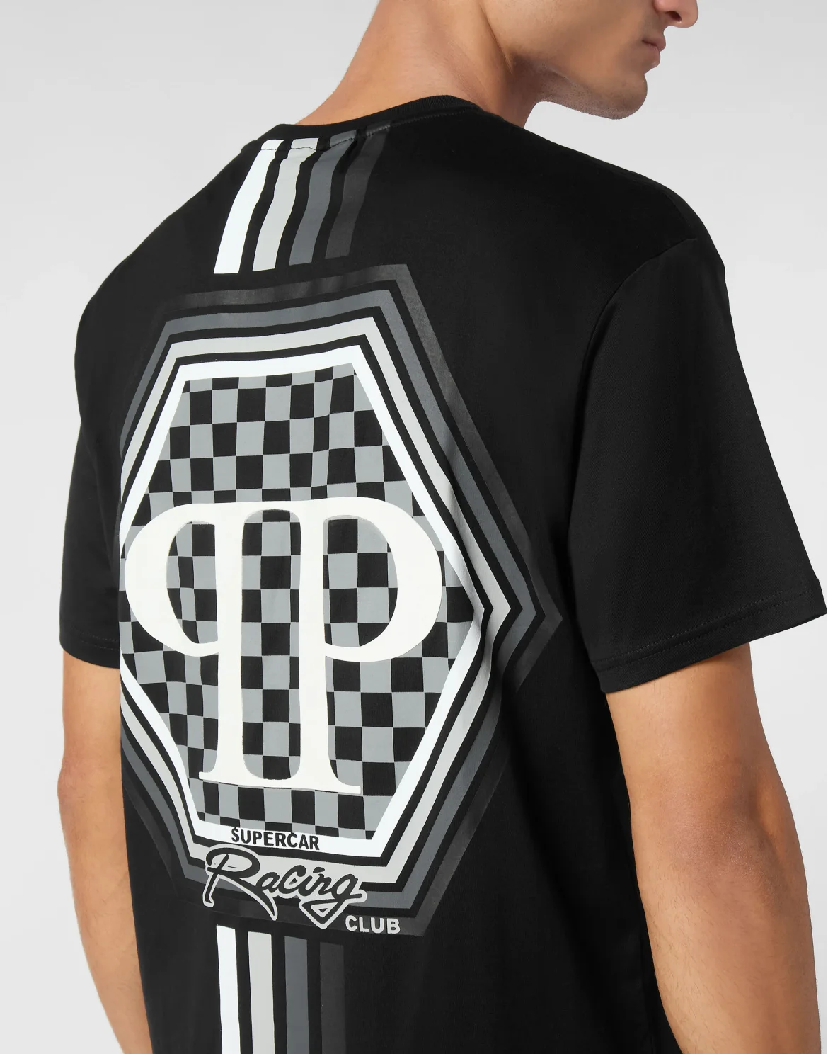 T-shirt Round Neck SS Stripes Hexagon, цвет: Черный
