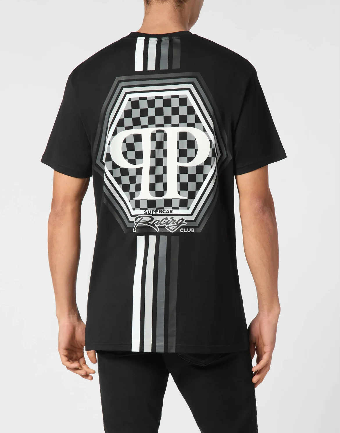 T-shirt Round Neck SS Stripes Hexagon, цвет: Черный