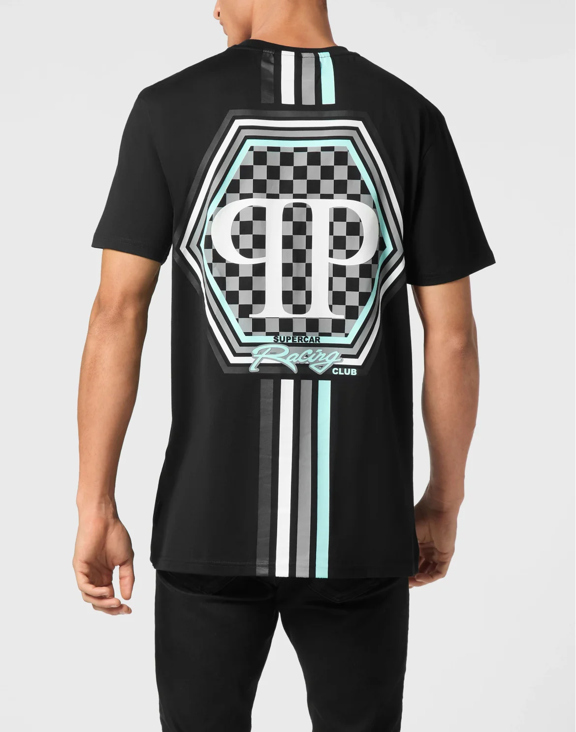 T-shirt Round Neck SS Stripes Hexagon, цвет: Черный