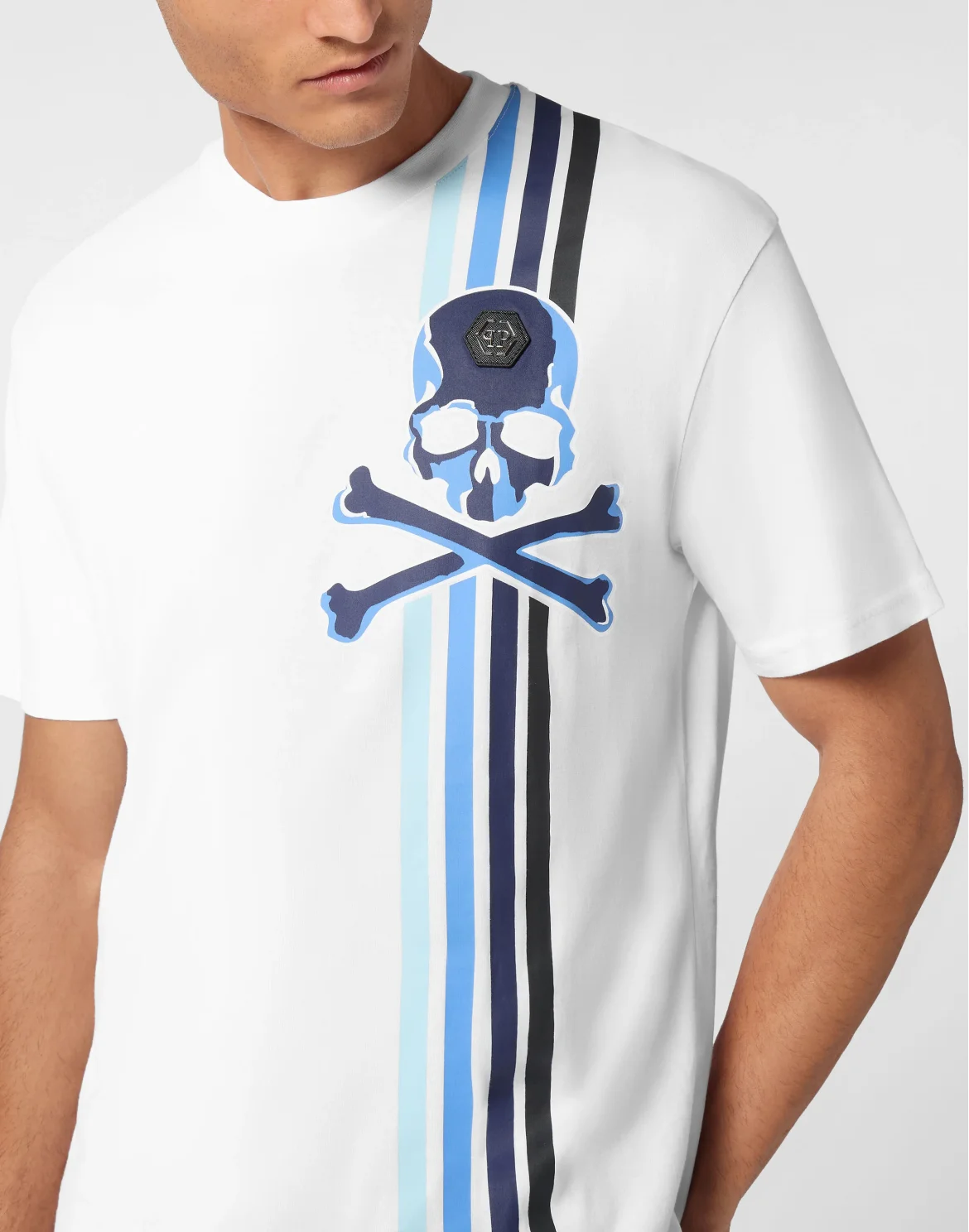 T-shirt Round Neck SS Stripes Skull&Bones, цвет: Белый