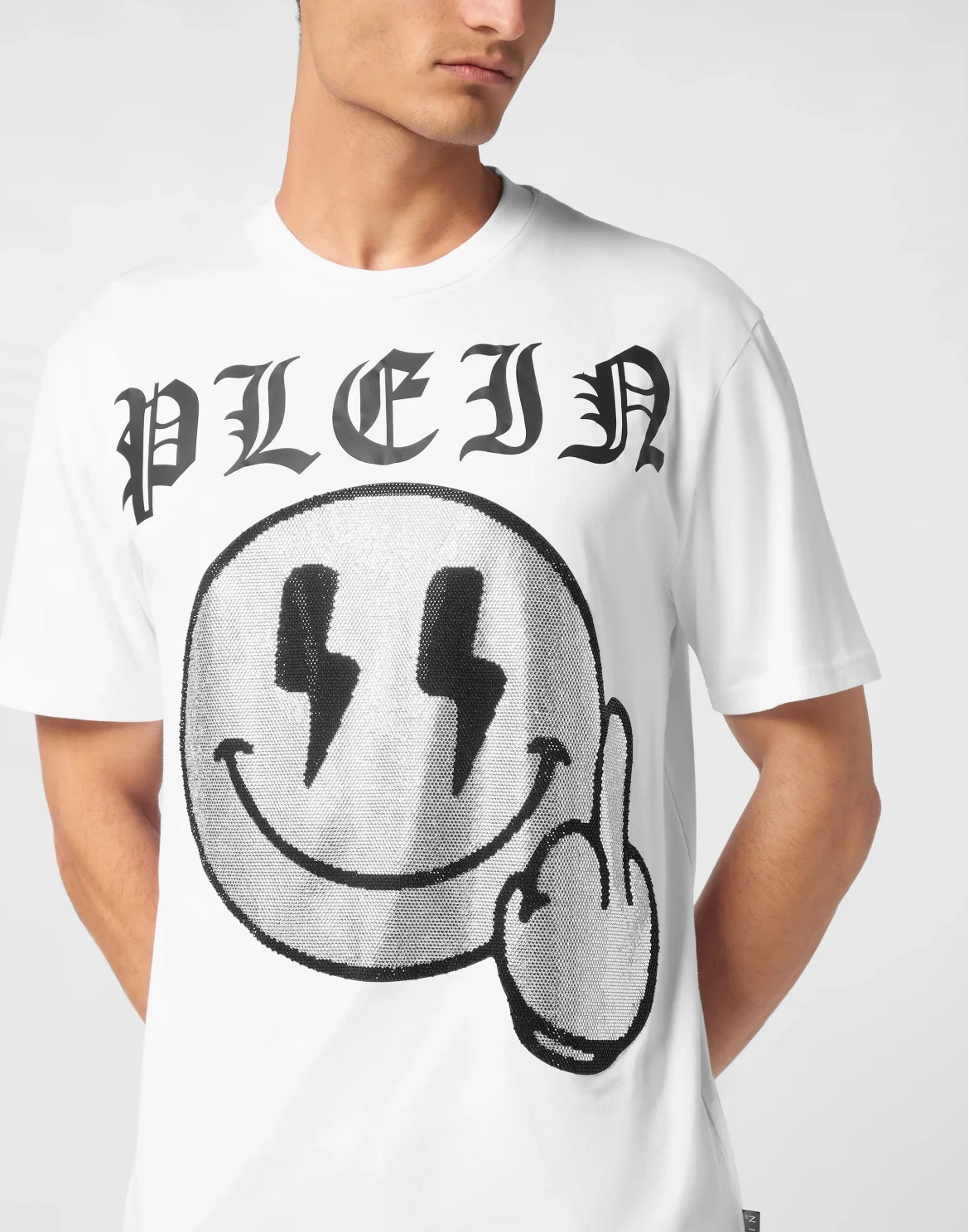 Jersey  T-shirt Round Neck SS Strass Smile, цвет: Белый