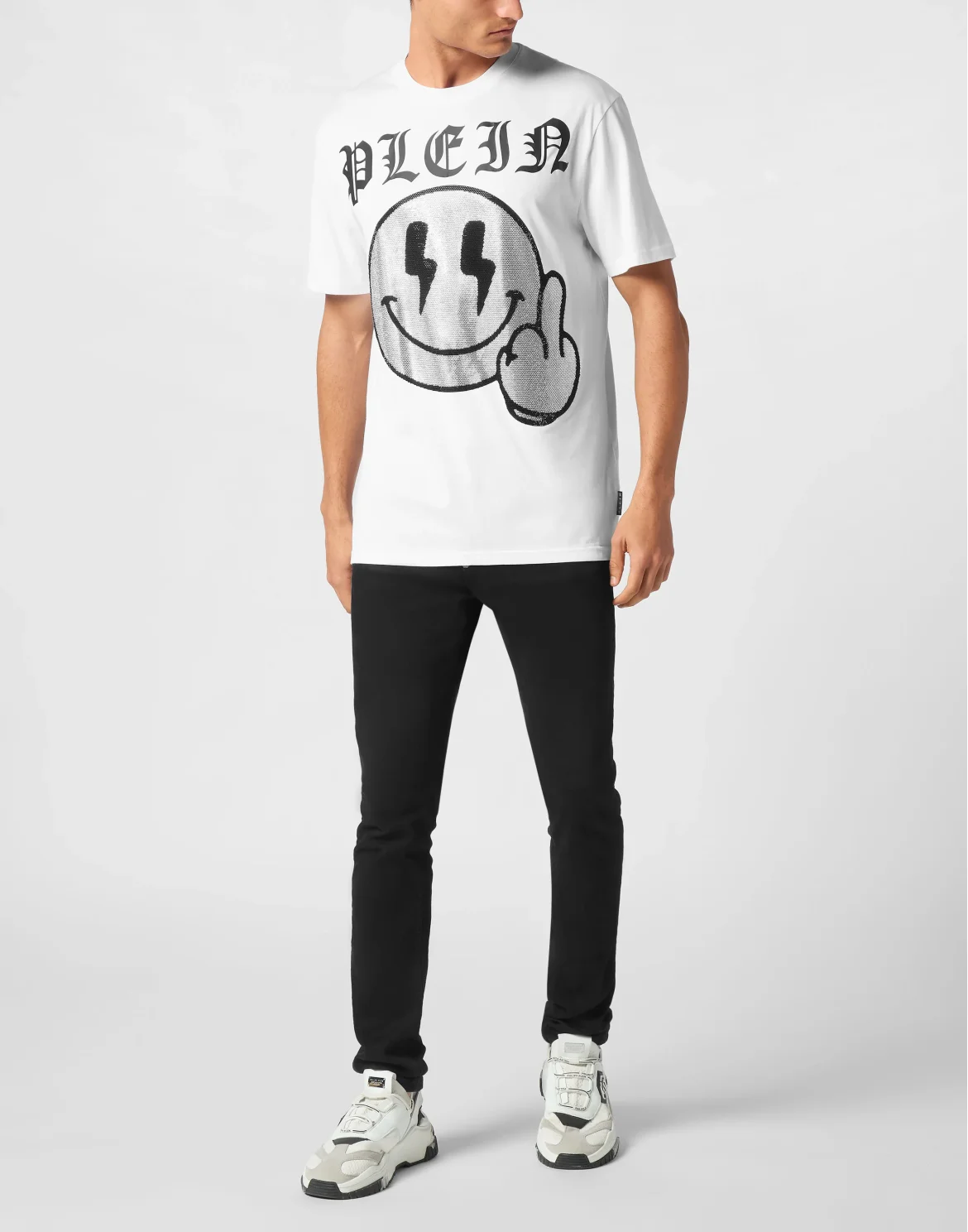 Jersey  T-shirt Round Neck SS Strass Smile, цвет: Белый