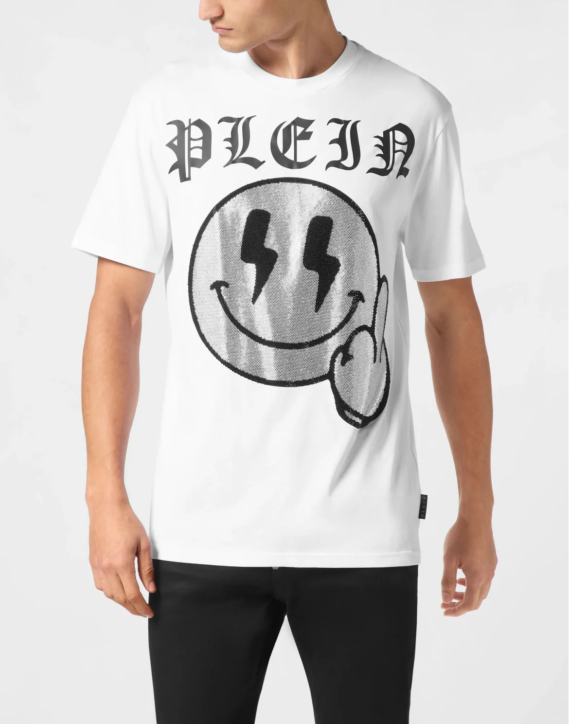 Jersey  T-shirt Round Neck SS Strass Smile, цвет: Белый