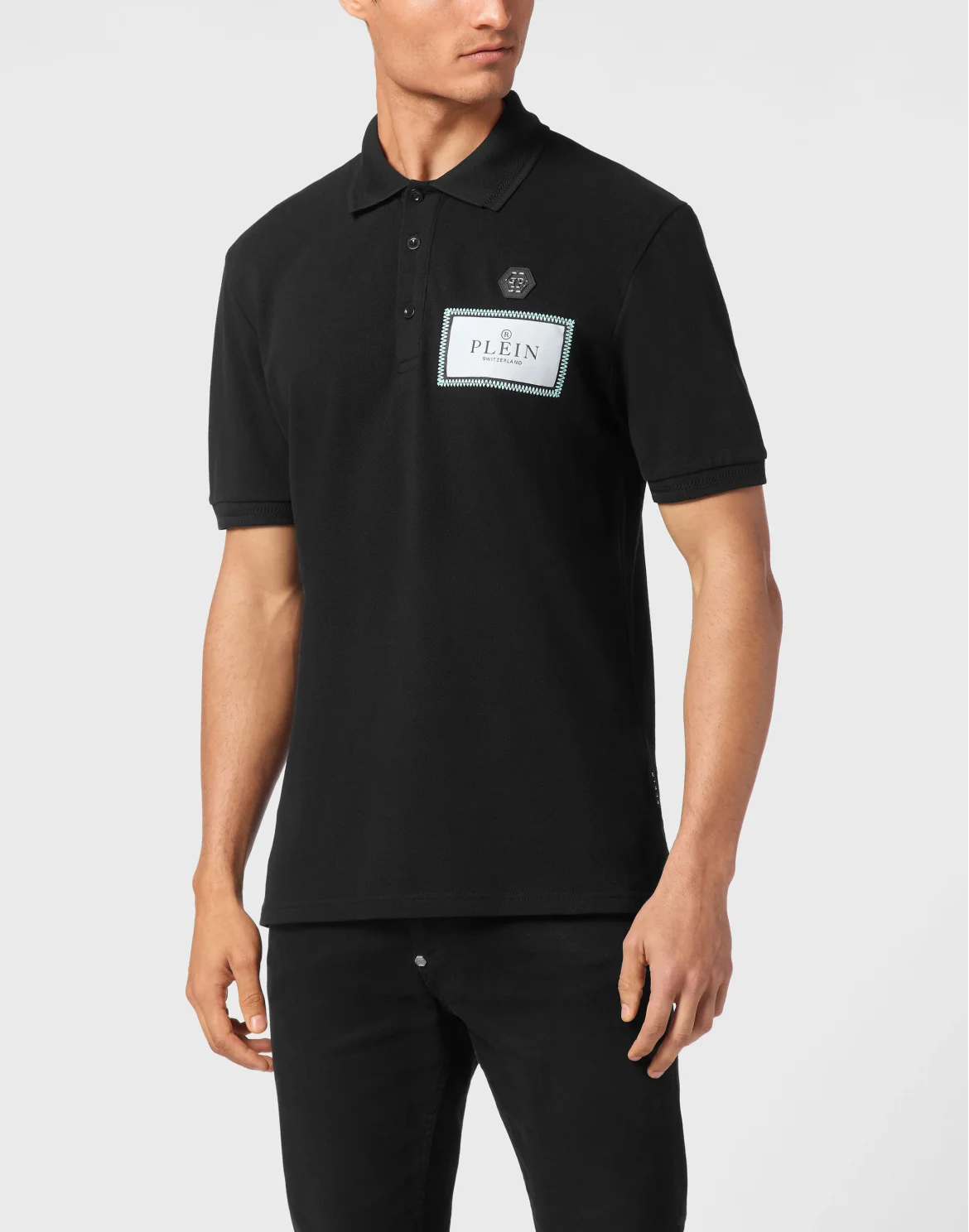 Polo shirt SS Label Contrast, цвет: Черный