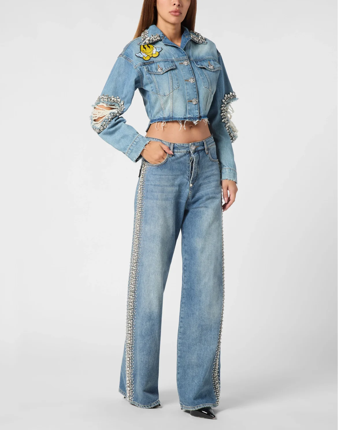 Denim Cropped Jacket Smile, цвет: Голубой