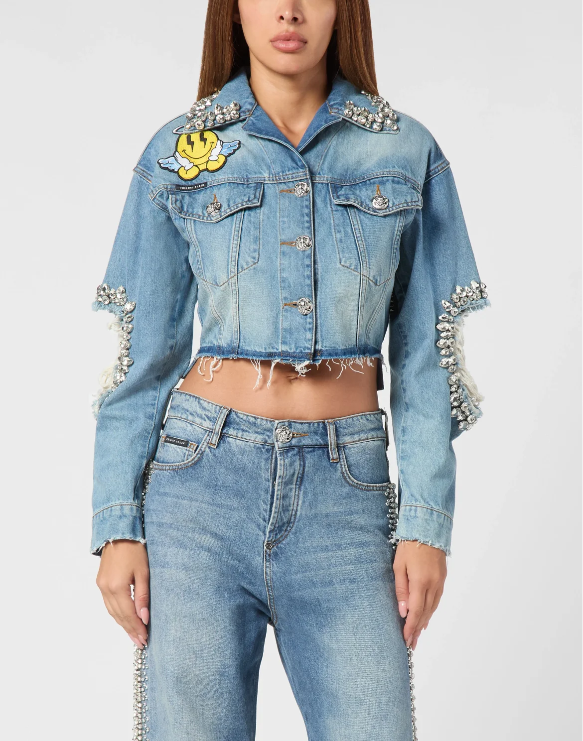 Denim Cropped Jacket Smile, цвет: Голубой