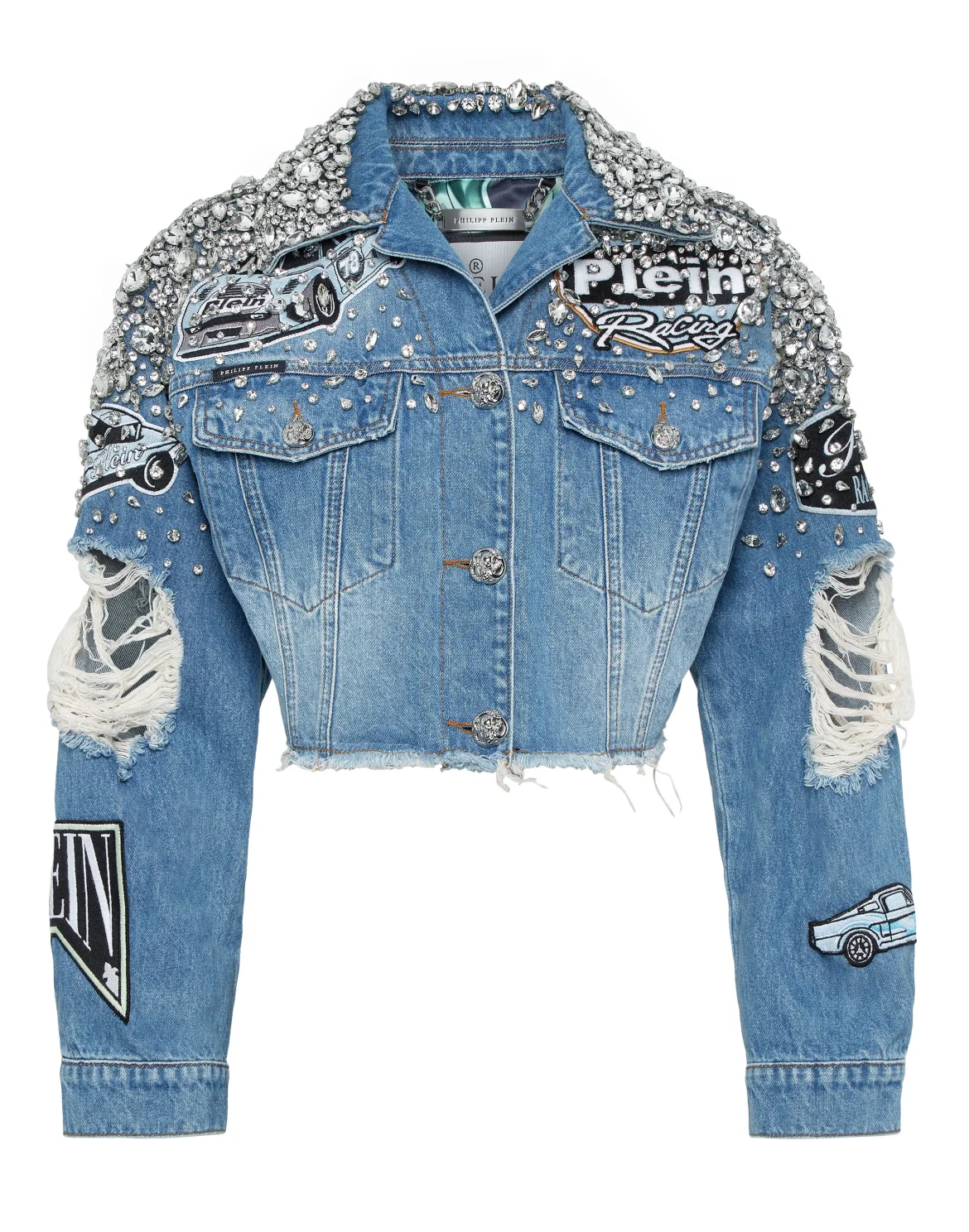 Denim Cropped Jacket LS Stones Cars Racing, цвет: Серый