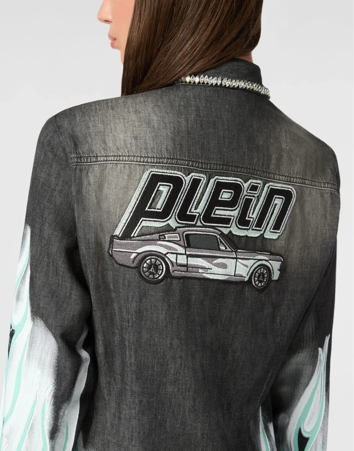 Denim Shirt LS Flame Racing, цвет: Черный