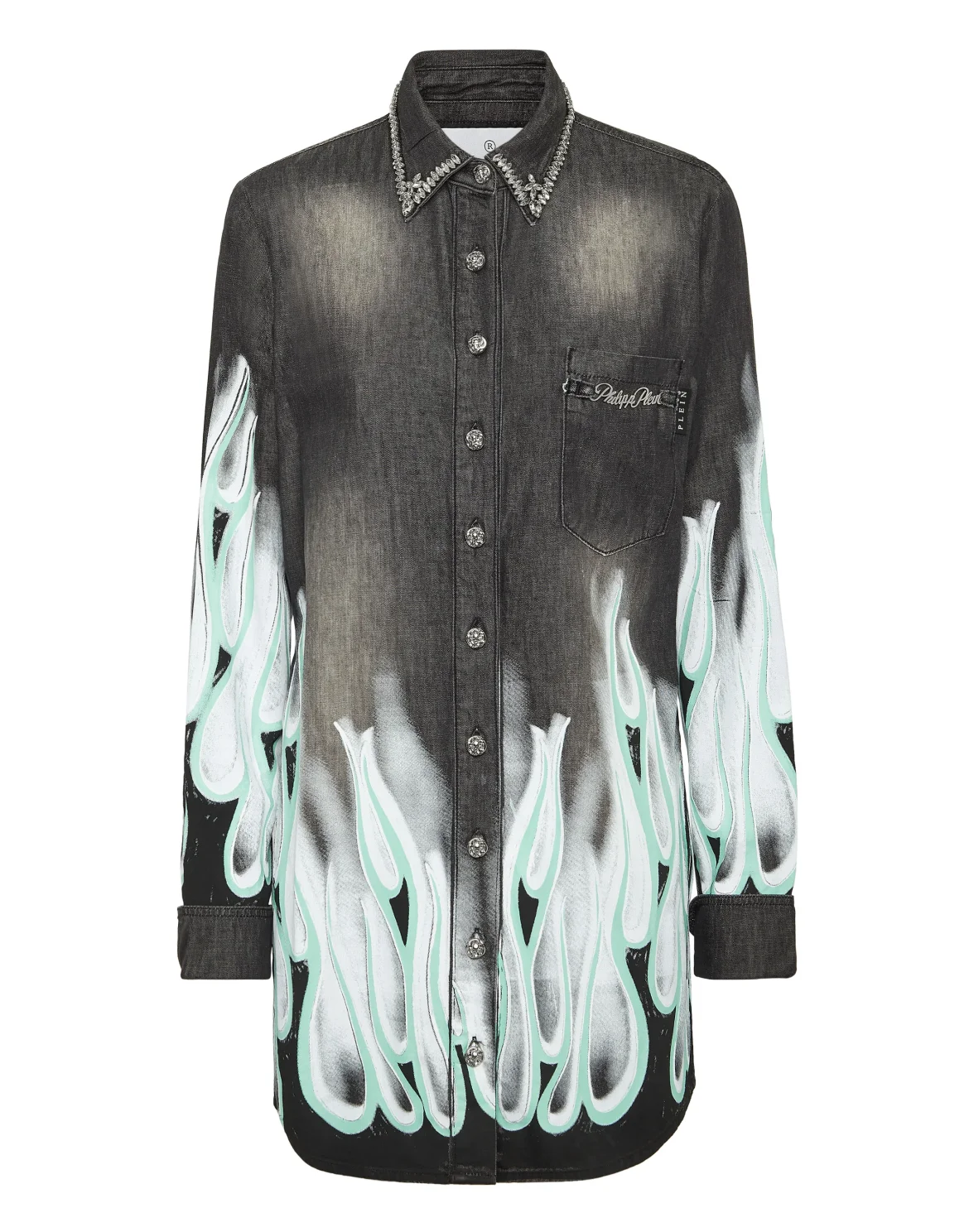Denim Shirt LS Flame Racing, цвет: Черный