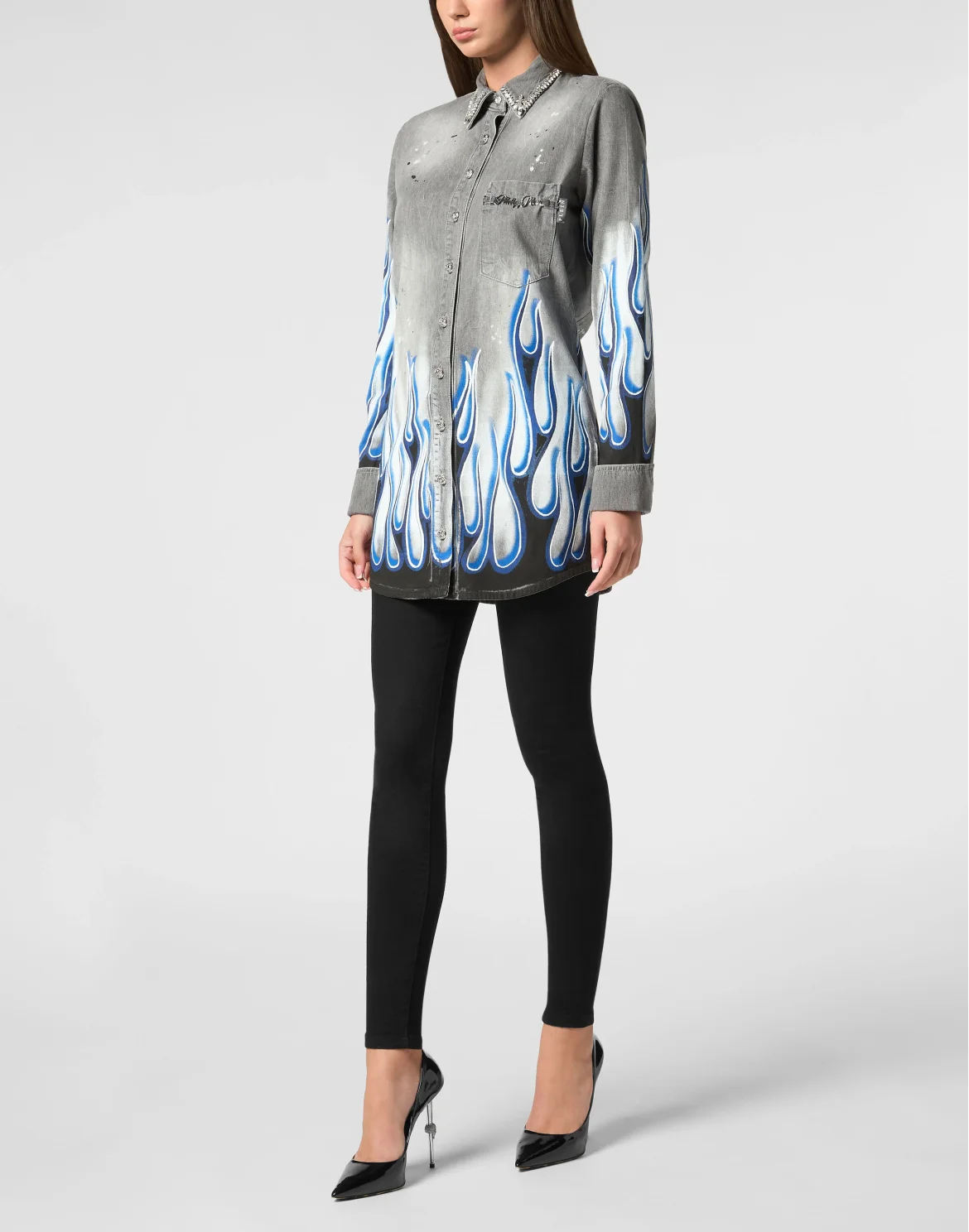 Denim Shirt LS Flame Racing, цвет: Серый