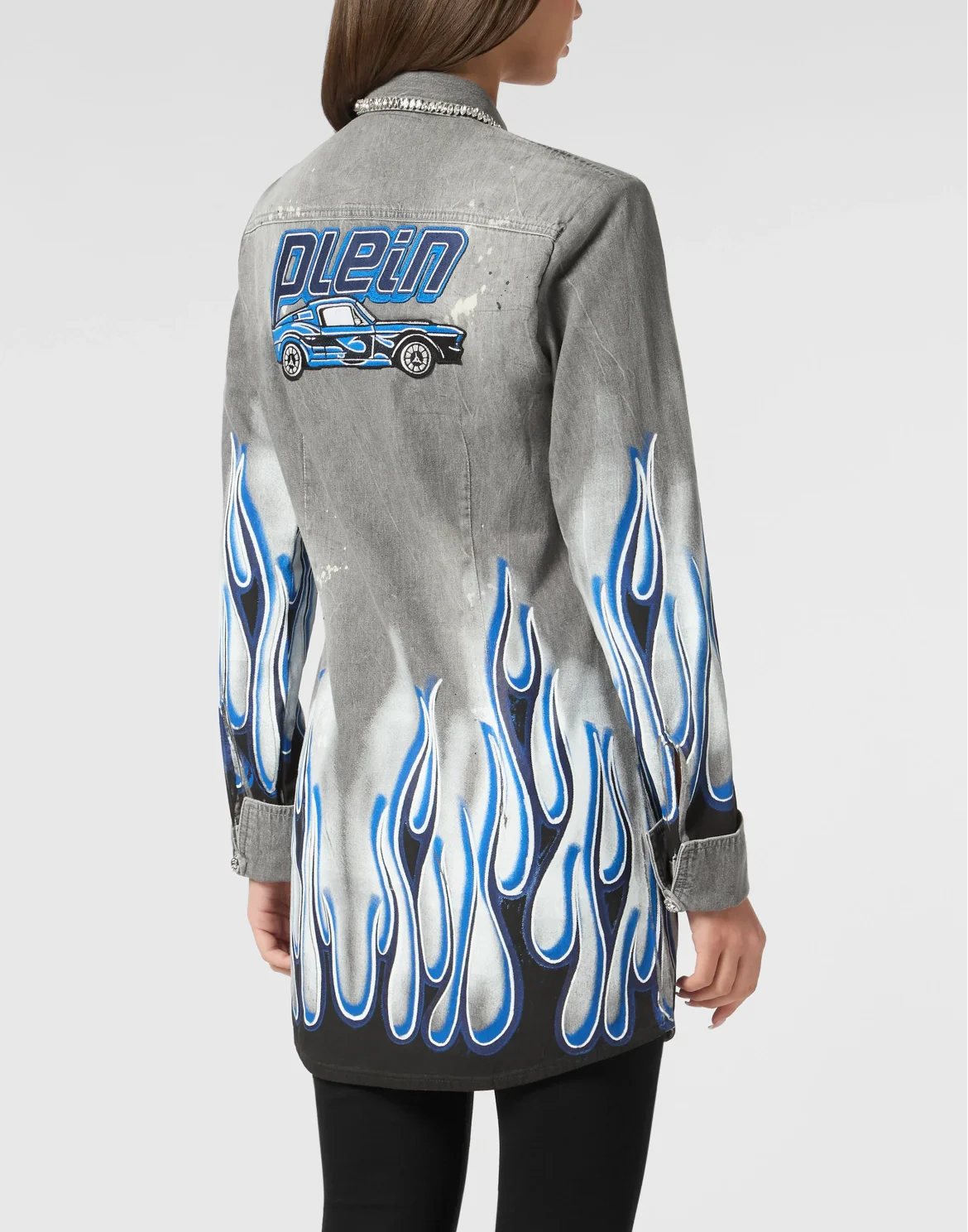 Denim Shirt LS Flame Racing, цвет: Серый